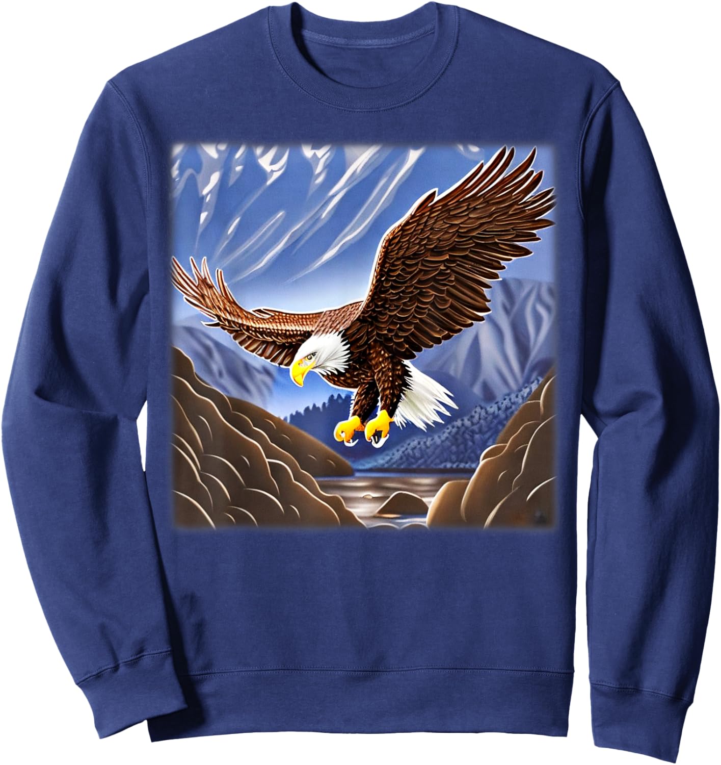 Bald Eagle imprint american bird animal head art motif Sweatshirt - Sweatshirt | Navy