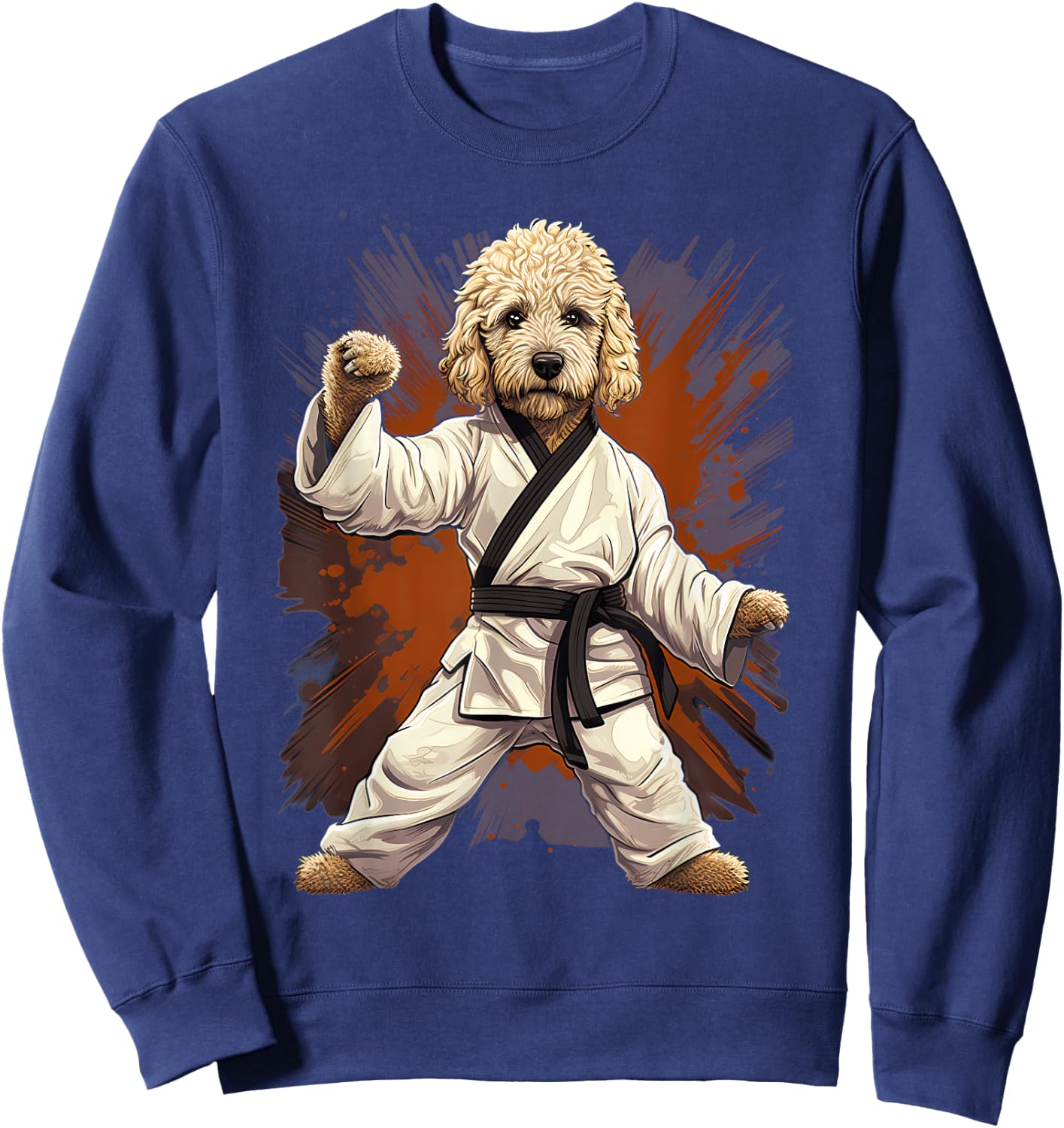 MMA Goldendoodle Dog Karate Women Girls Kids Sweatshirt - Sweatshirt | Navy