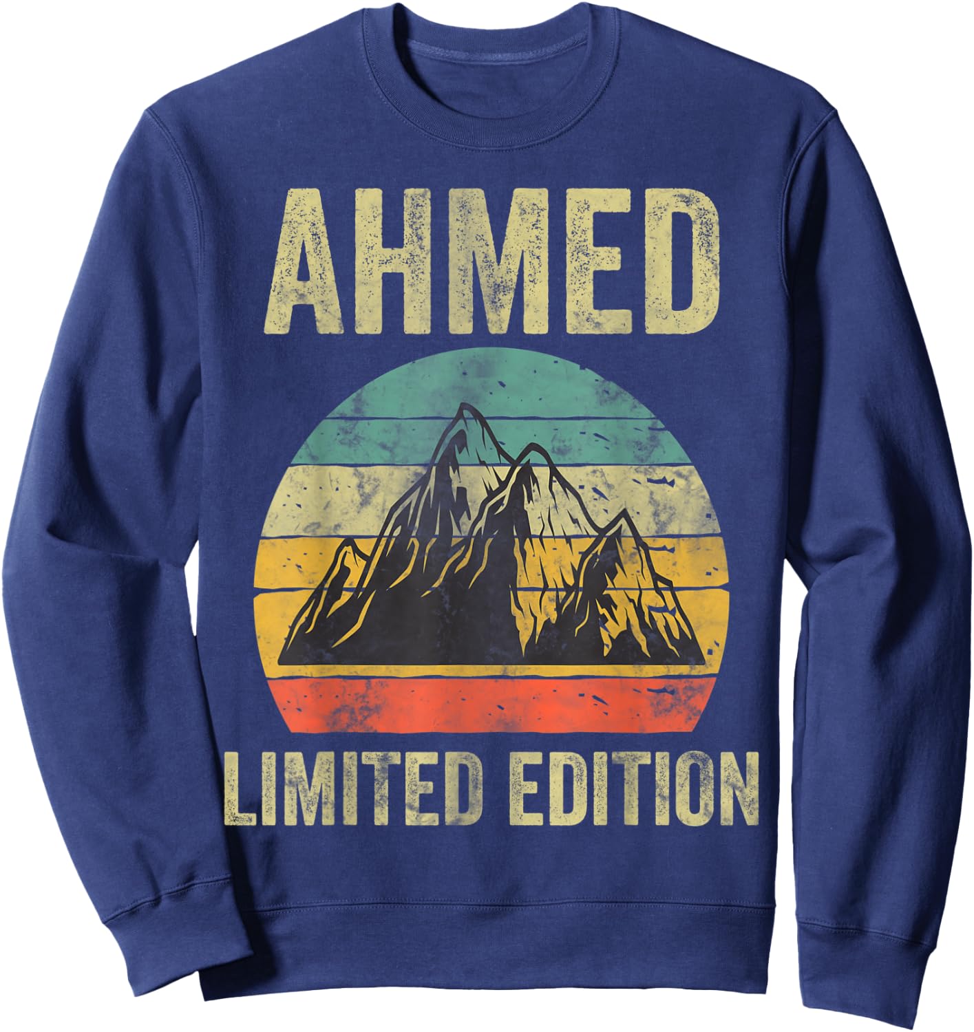 Personalized Name Shirt Ahmed Vintage Limited Edition Sweatshirt - Sweatshirt | Navy