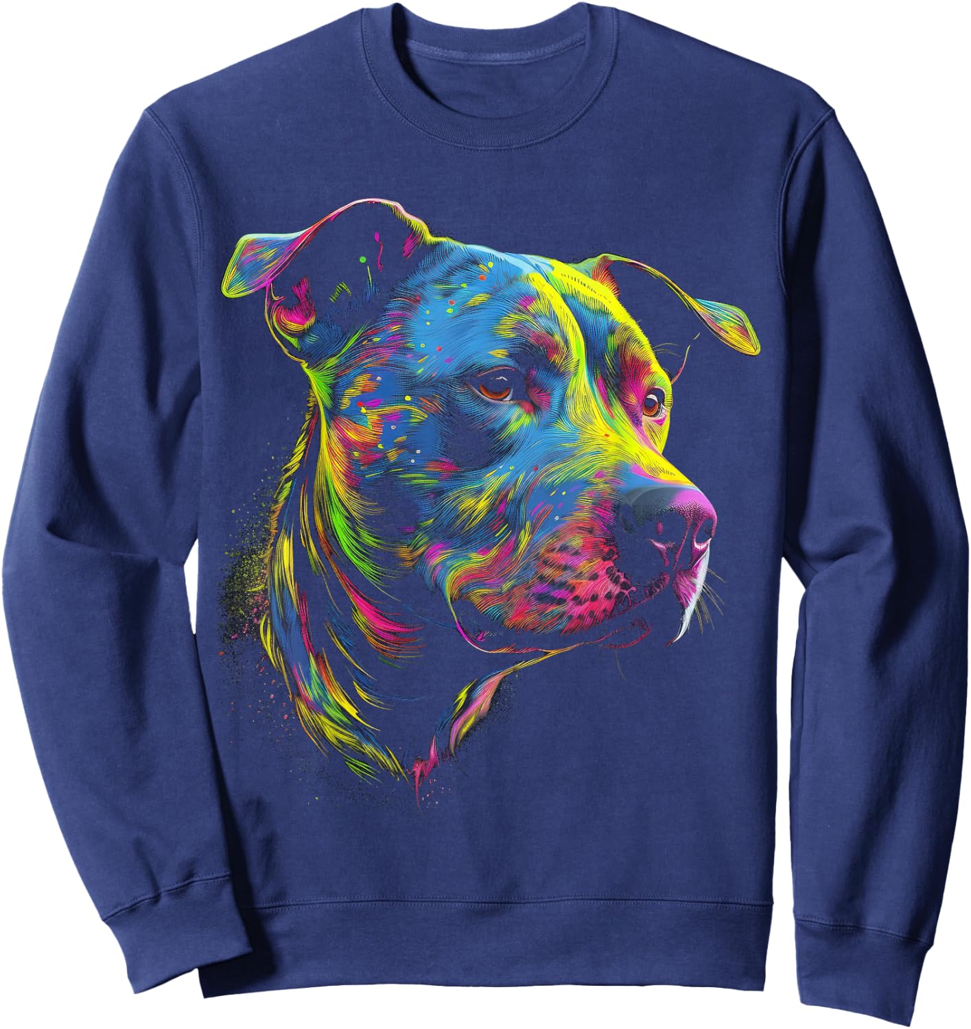 Pit Bull Mom Dog Lover Colorful Artistic Pitbull Owner Women Sweatshirt - Sweatshirt | Navy