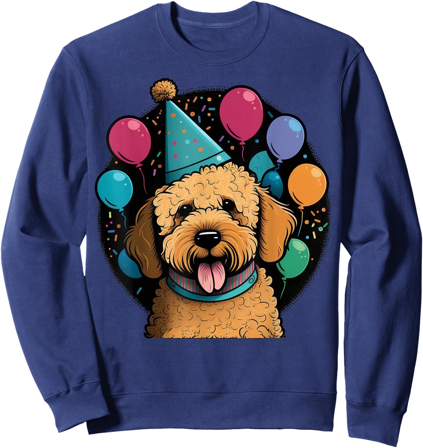 Celebration Goldendoodle Birthday Party Golden Doodle Sweatshirt - Sweatshirt | Navy