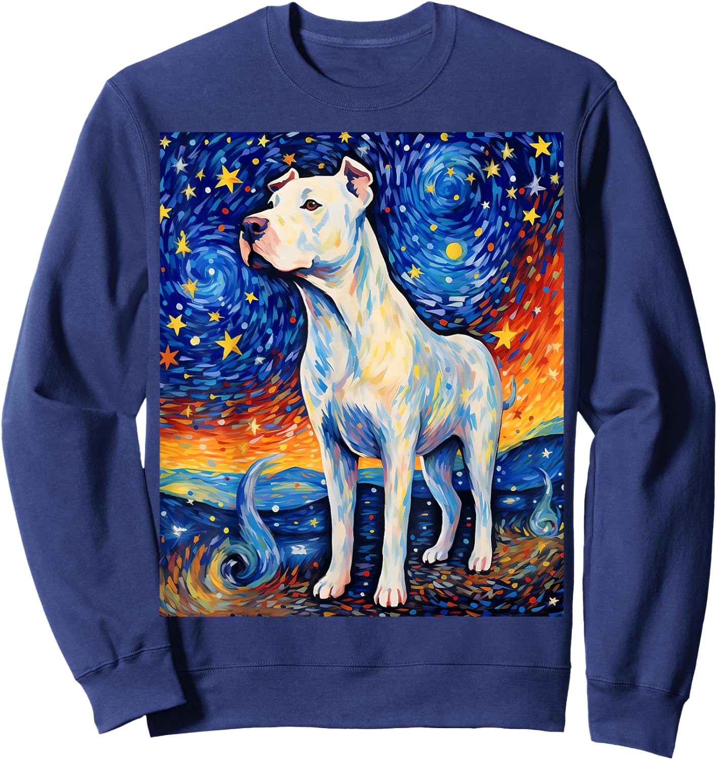 Surreal Starry Night Dogo Argentino Dog Sweatshirt - Sweatshirt | Navy