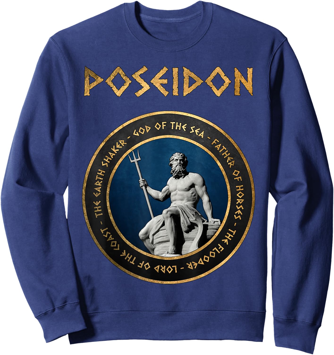 Poseidon Ancient Greek God Greece Mythology Symbol Sweatshirt - Sweatshirt | Navy
