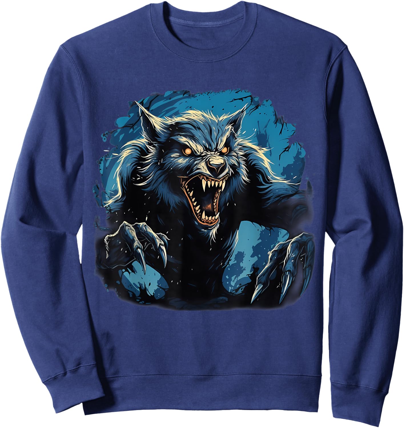 Retro Style Werewolf Sweatshirt - Sweatshirt | Navy