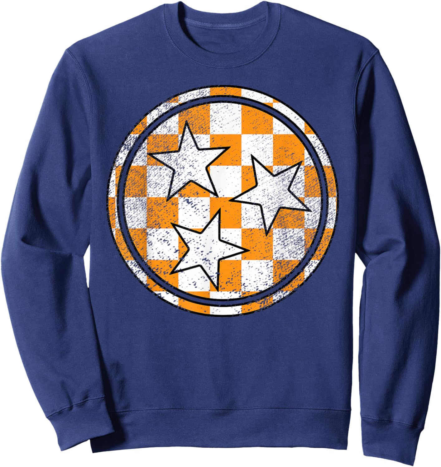 Volunteer State Orange and White Checkerboard Tennessee Sweatshirt - Sweatshirt | Navy
