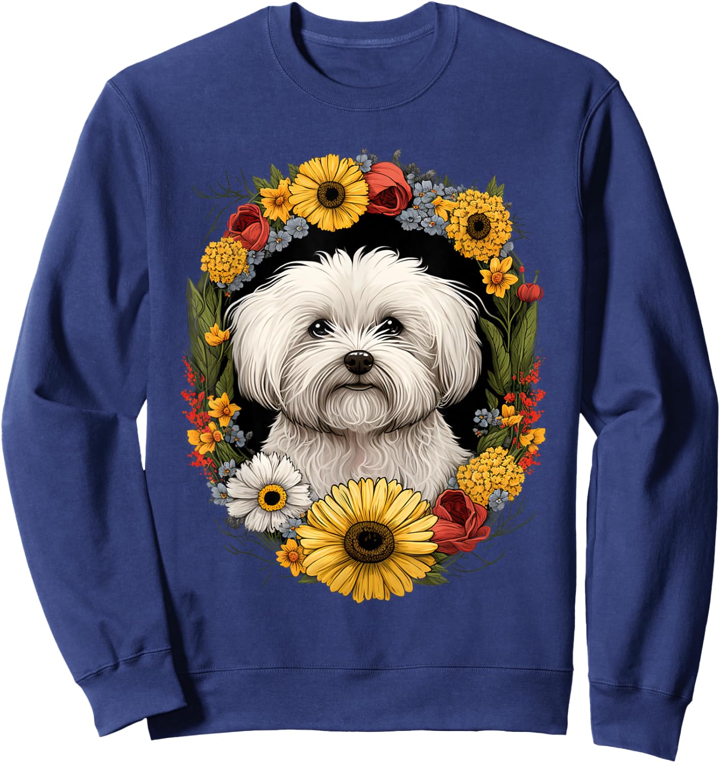Sunflower Hippie Floral Coton De Tulear Dog Women Girls Kids Sweatshirt - Sweatshirt | Navy
