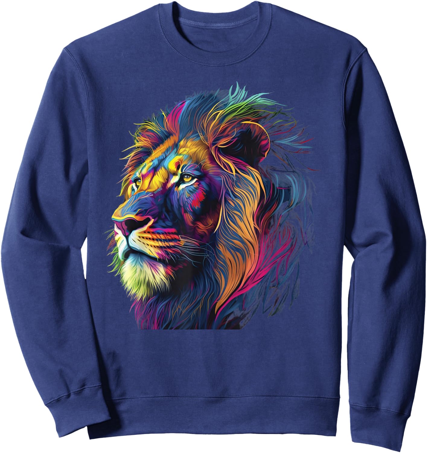 colorful lion head pop art for lover lions King of Animals Sweatshirt - Sweatshirt | Navy