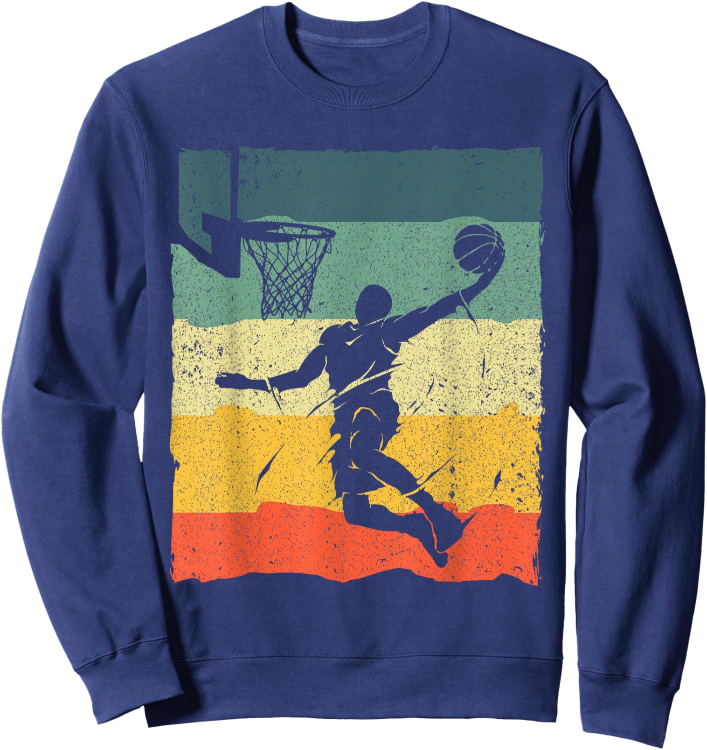Cool Basketball Art Women Vintage Basketball Player Small Sweatshirt - Sweatshirt | Navy