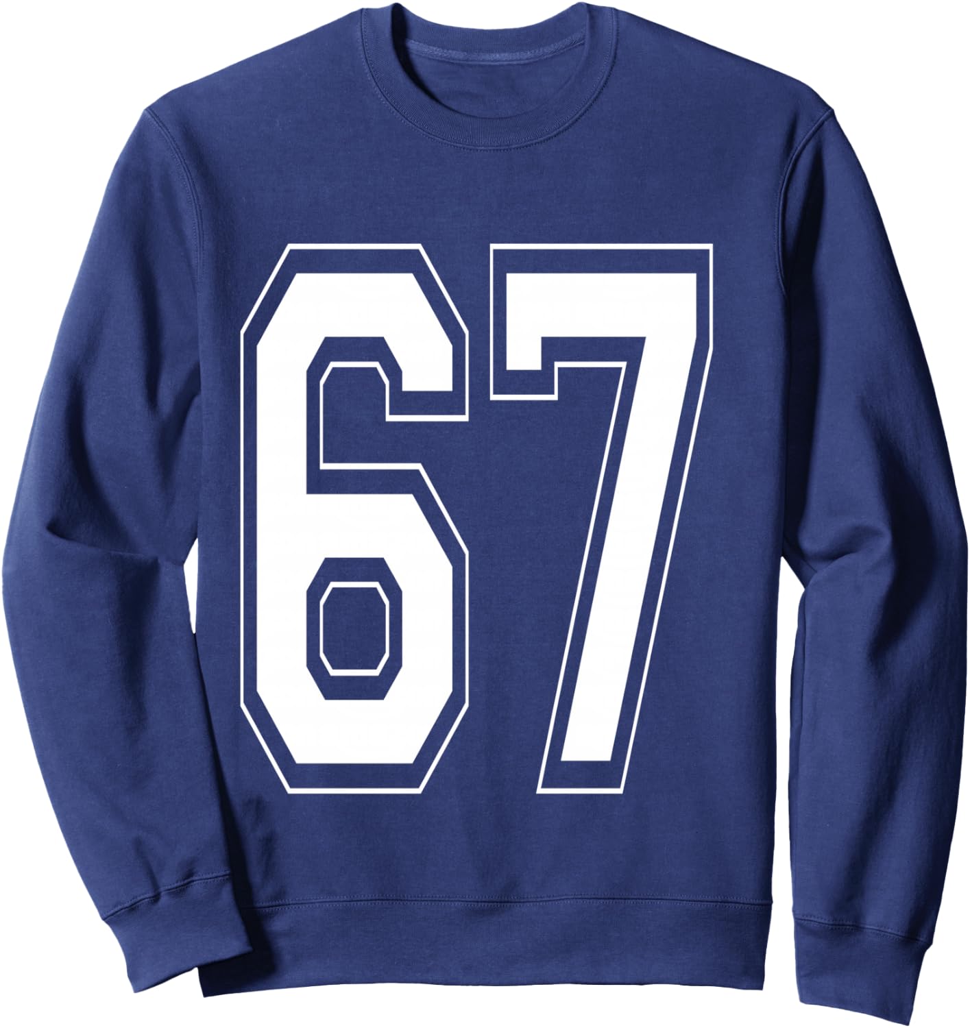 Number 67 Baseball Football Soccer Numbered Jersey Sweatshirt - Sweatshirt | Navy