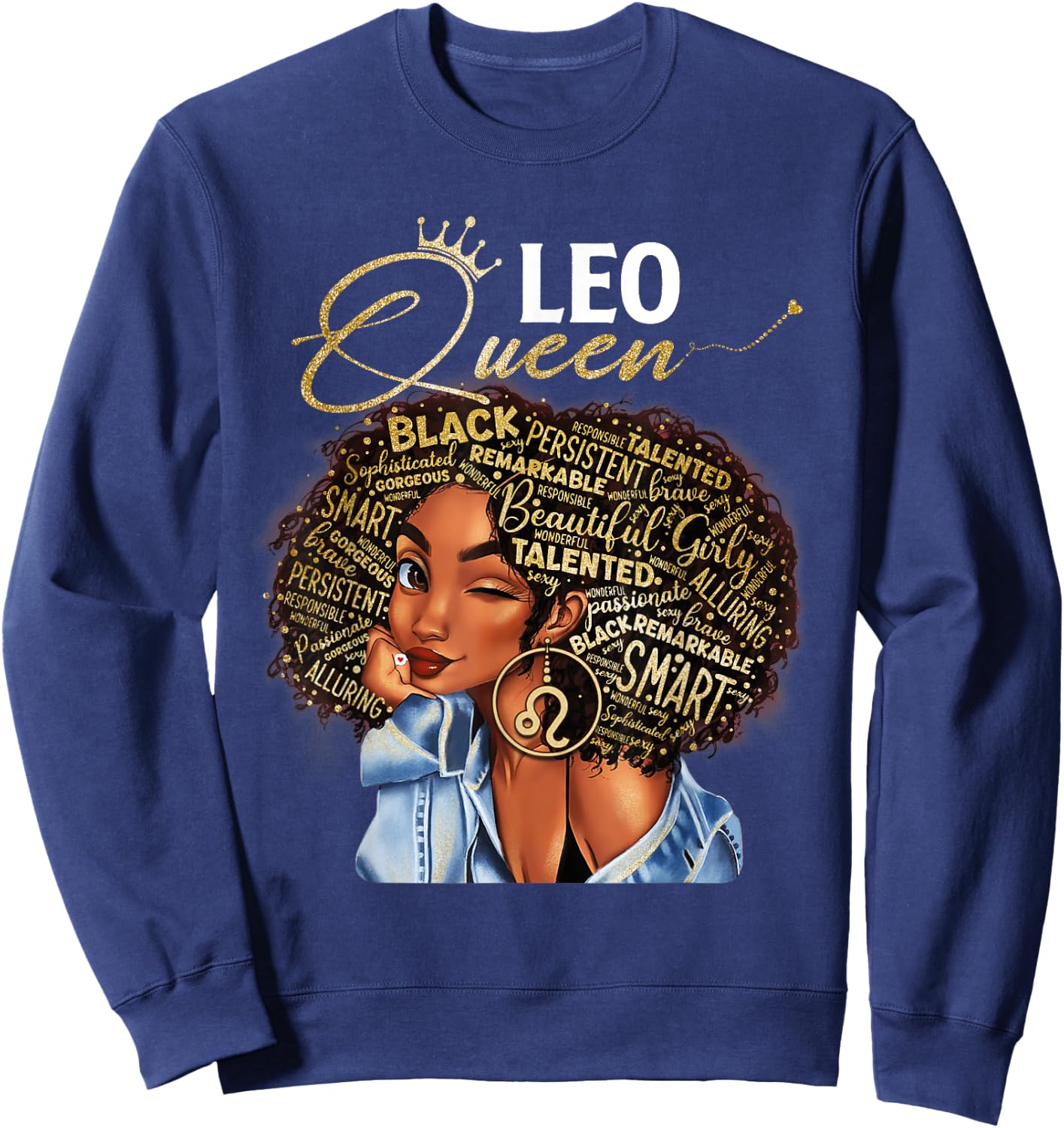 Leo Queen Sweet As Candy Birthday Gift Black Women Sweatshirt - Sweatshirt | Navy