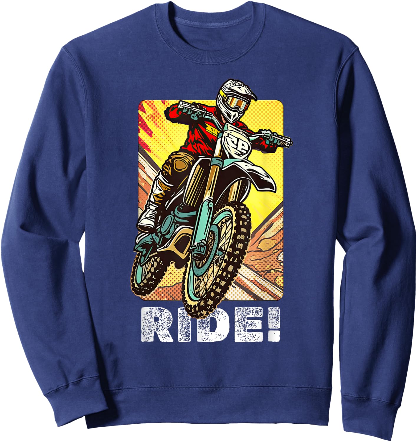 Motocross Dirt Bike Rider Vintage Dirt Bike Sweatshirt - Sweatshirt | Navy