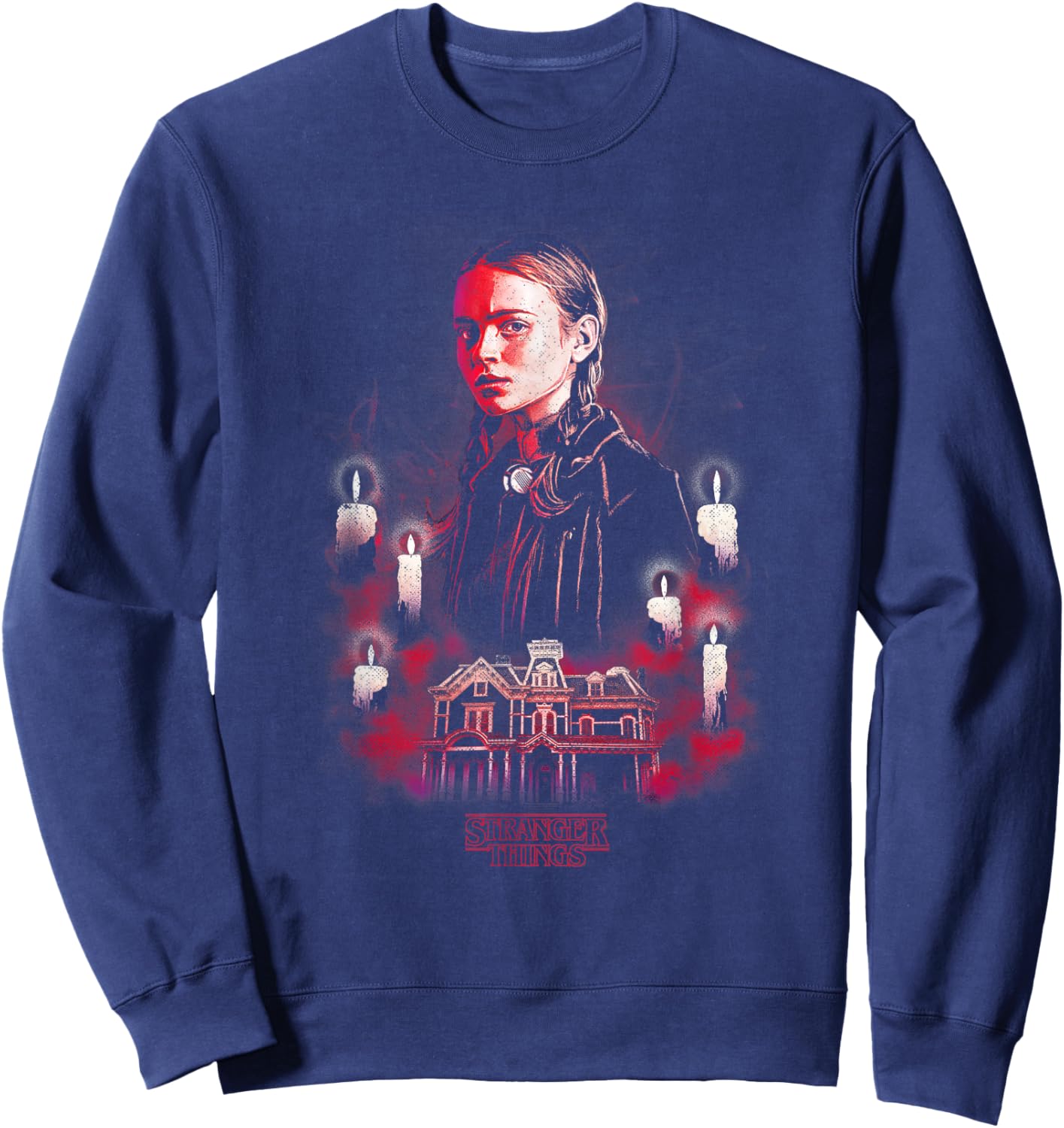 Stranger Things Max Portrait Creel House Horror Poster Sweatshirt - Sweatshirt | Navy