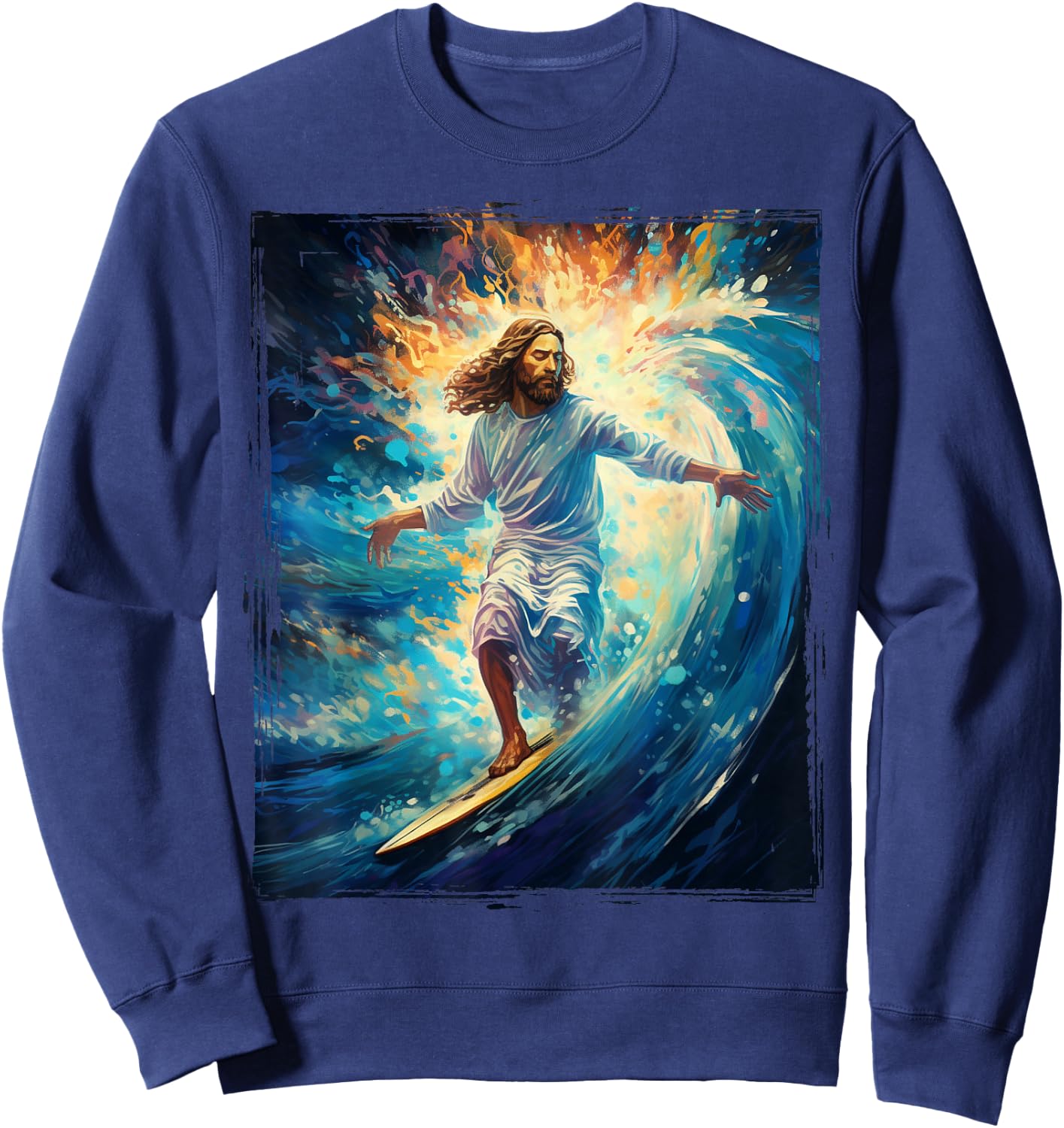 Jesus walking on water Evangelical Christian Sweatshirt - Sweatshirt | Navy