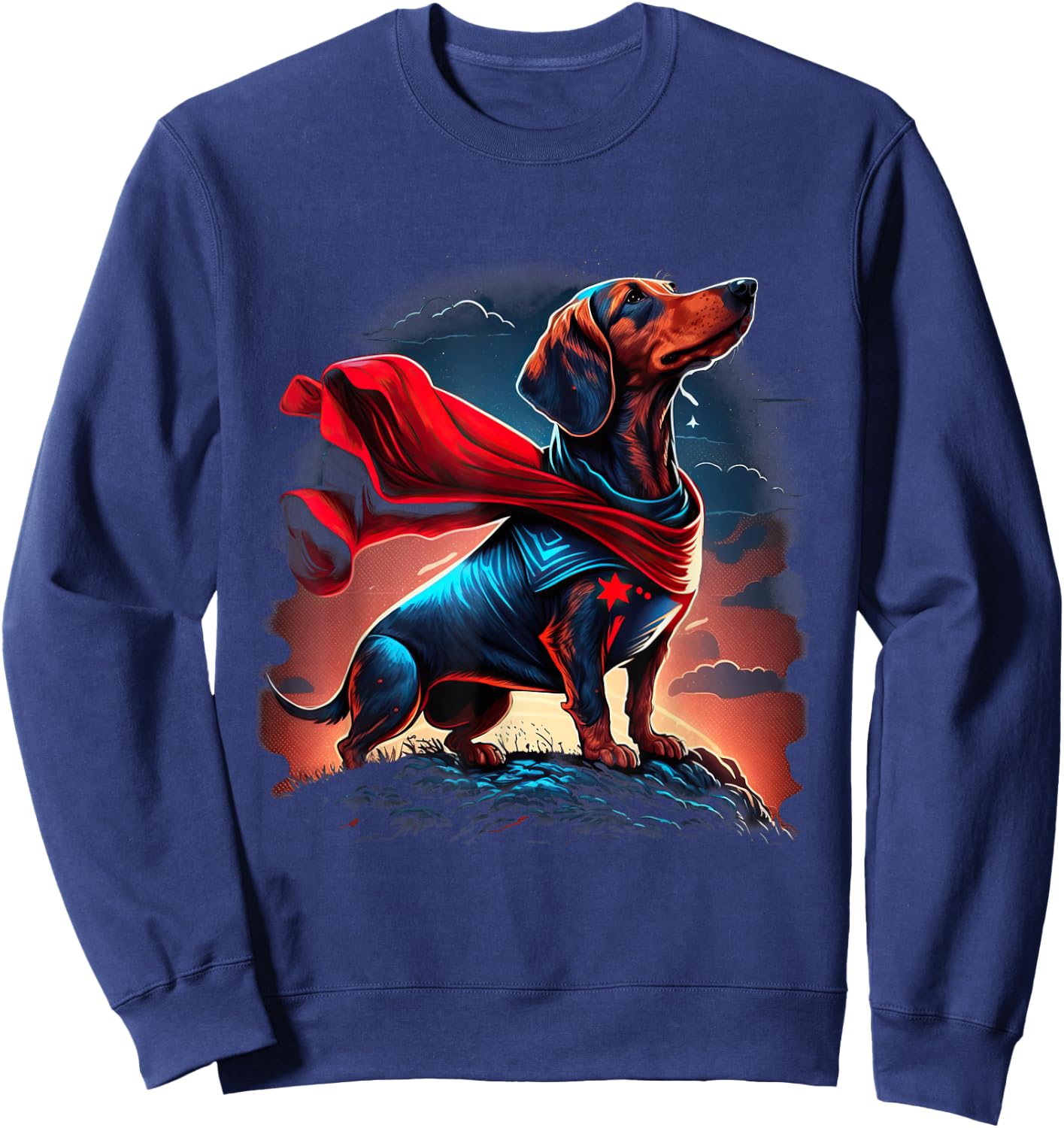 Super Power Superhero Dachshund Dog Sweatshirt - Sweatshirt | Navy