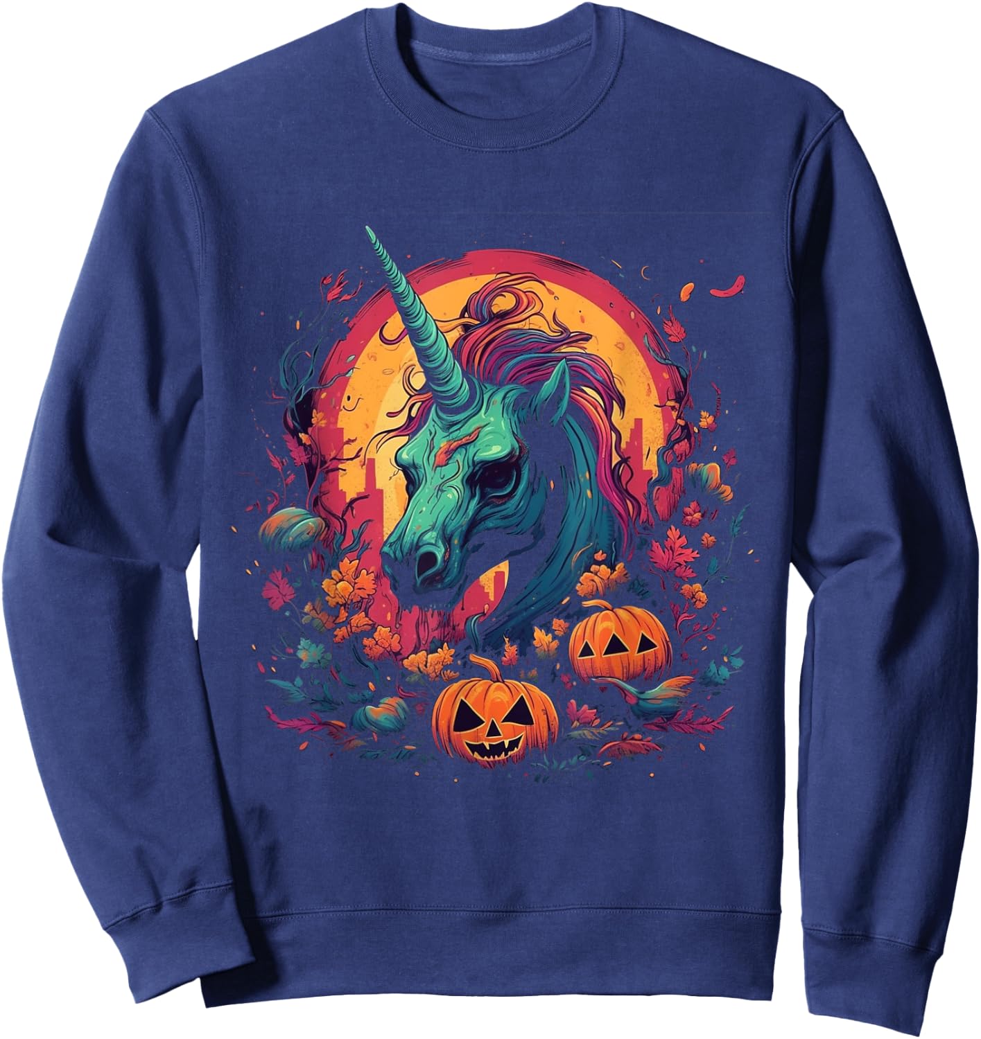 Zombie Unicorn Halloween Costume Magical Women Girls Sweatshirt - Sweatshirt | Navy