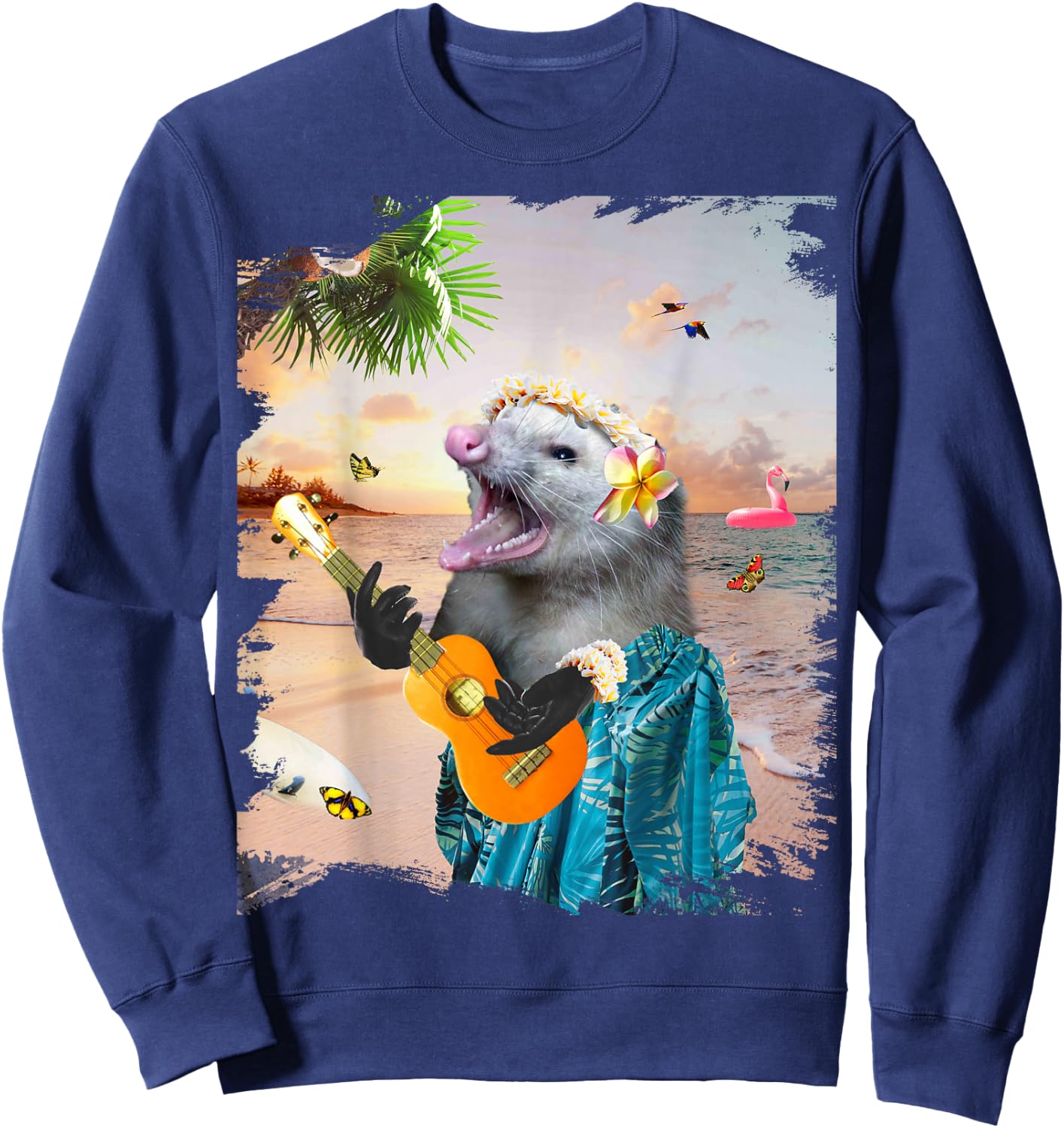Aloha Hawaiian Possum Opossum Beach Funny Sweatshirt - Sweatshirt | Navy