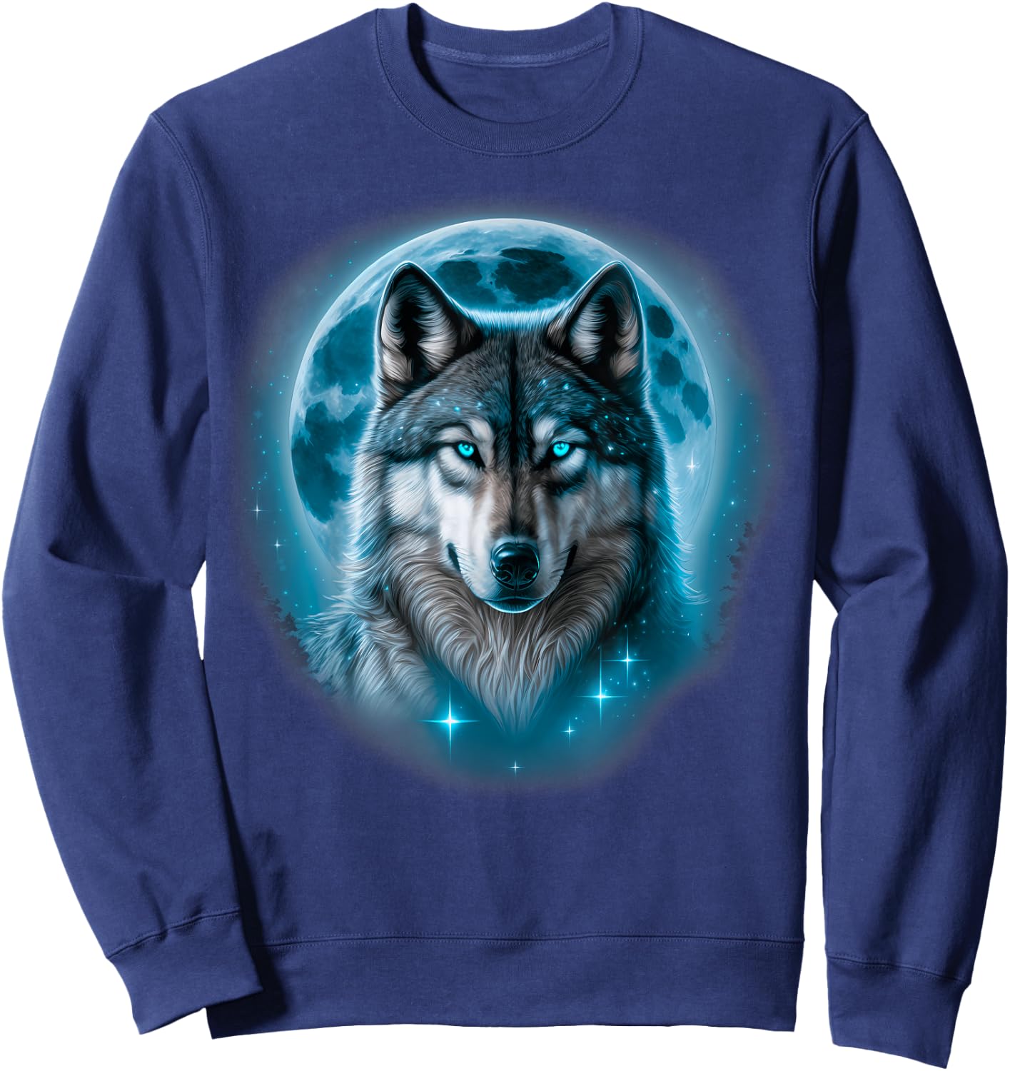 Wolf Moonlight Forest Sky Full Of Stars Wolf Lovers Sweatshirt - Sweatshirt | Navy