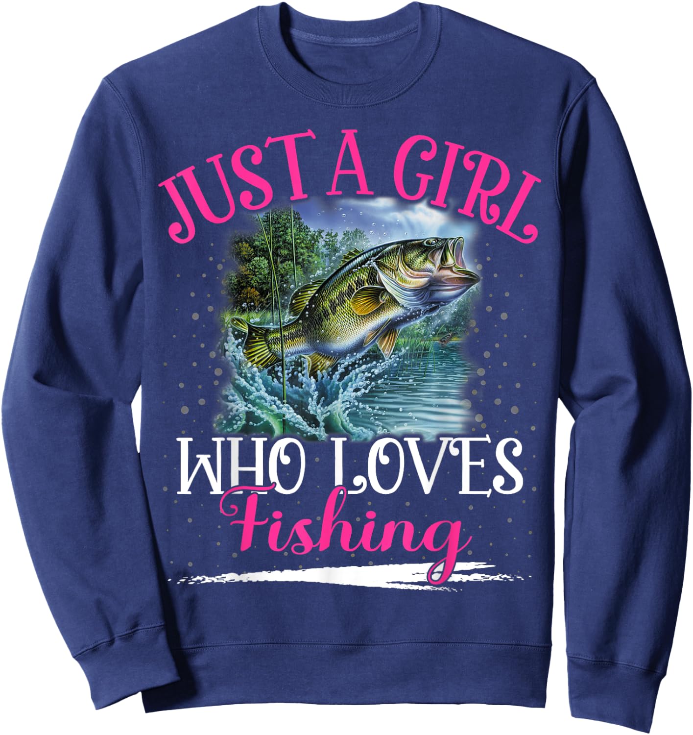 Just A Girl Who Loves Fishing Girls Sweatshirt - Sweatshirt | Navy