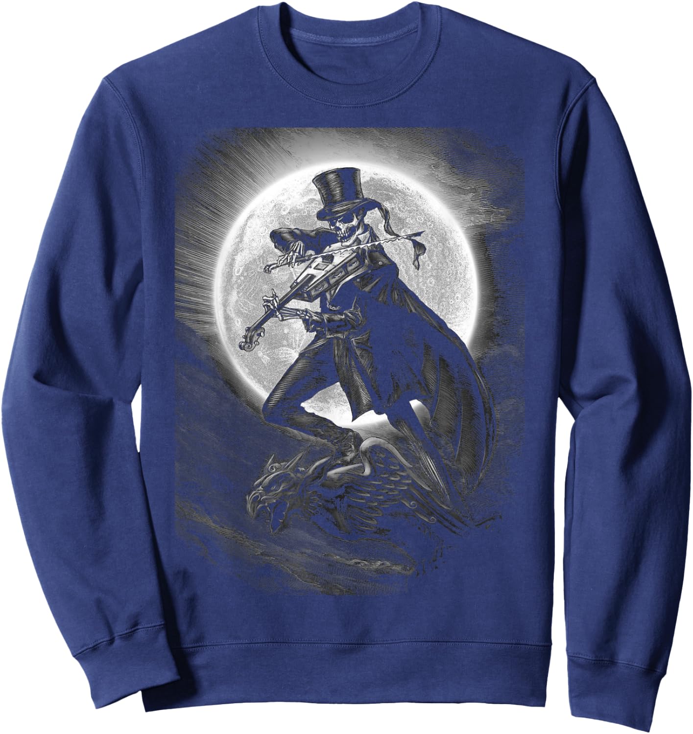 Halloween Skeleton Playing Violin - Rock And Roll Band Sweatshirt - Sweatshirt | Navy