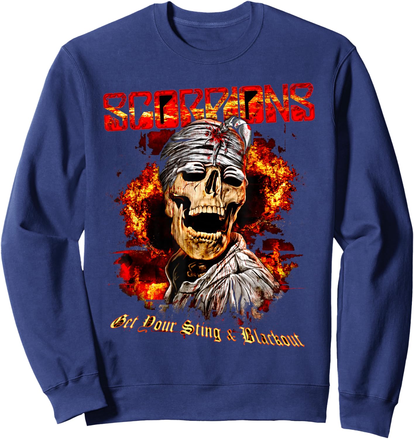 Official Scorpions Blackout Skull Sweatshirt - Sweatshirt | Navy