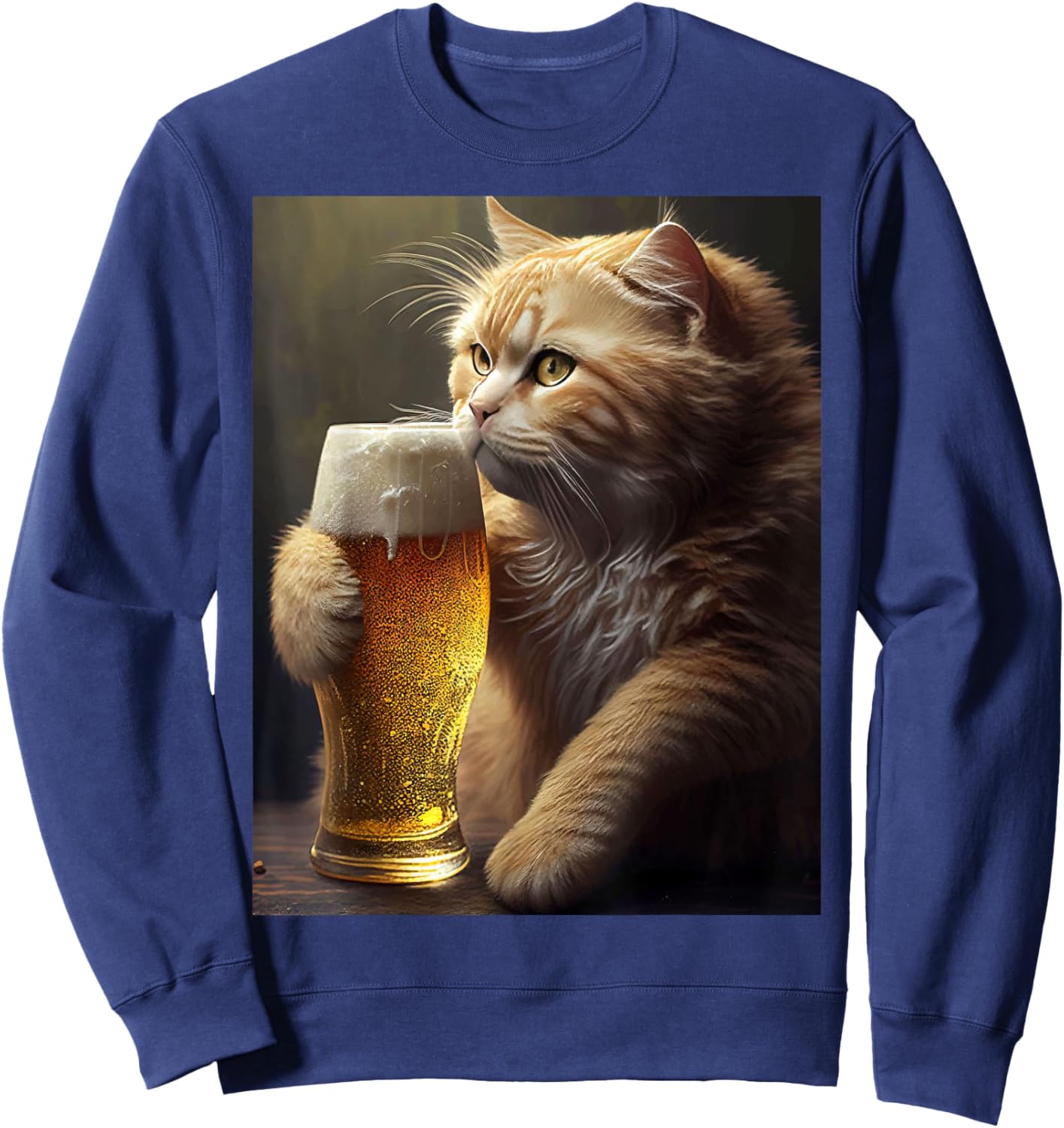 Funny Cat Cats And Beer Sweatshirt - Sweatshirt | Navy