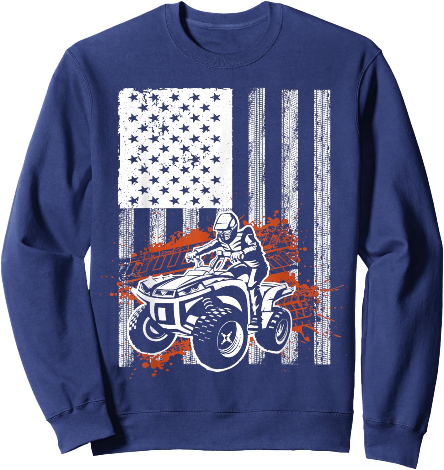 Cool ATV Women Quad Racing Squad USA Flag 4 Wheeler Sweatshirt - Sweatshirt | Navy