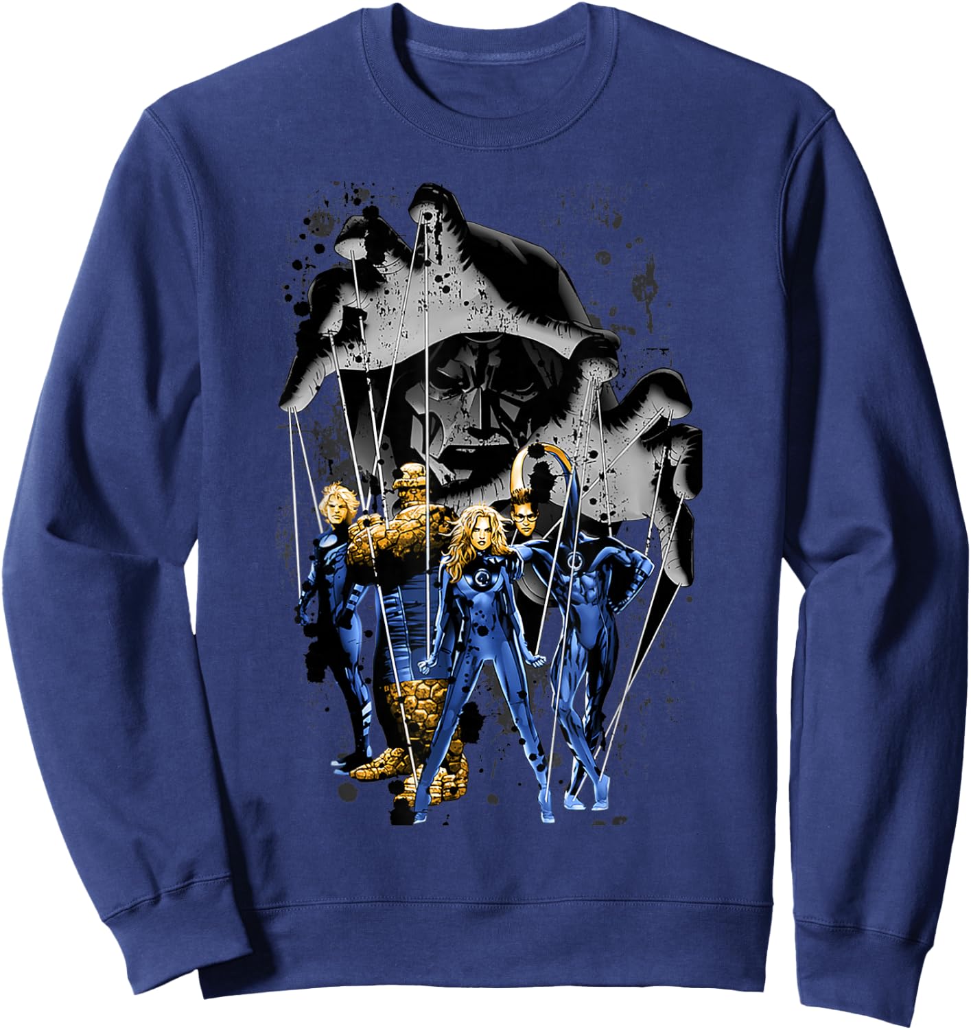 Marvel Fantastic Four Doctor Doom Puppet Master Retro Poster Sweatshirt - Sweatshirt | Navy