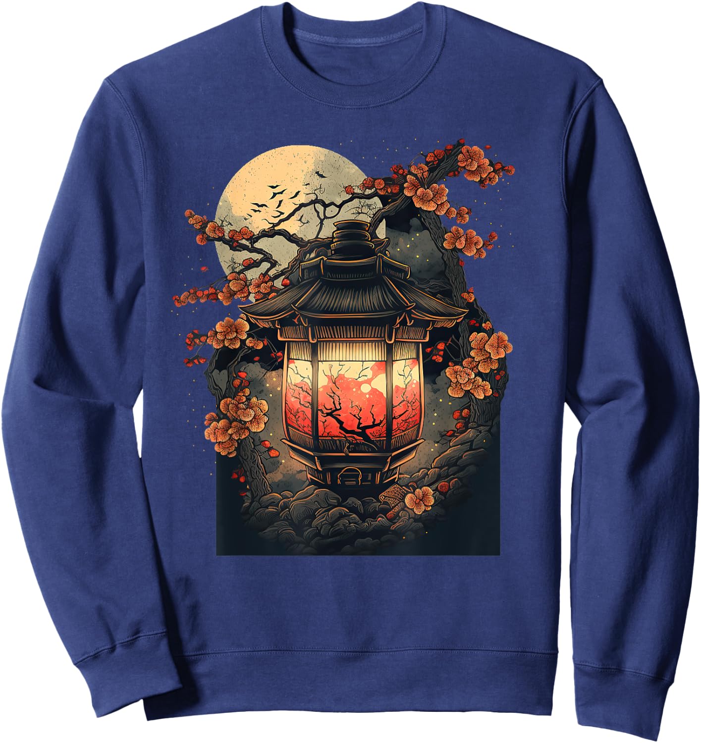 Japanese Pagoda Lantern Japan Art Sakura Blossom Zen Art Sweatshirt - Sweatshirt | Navy