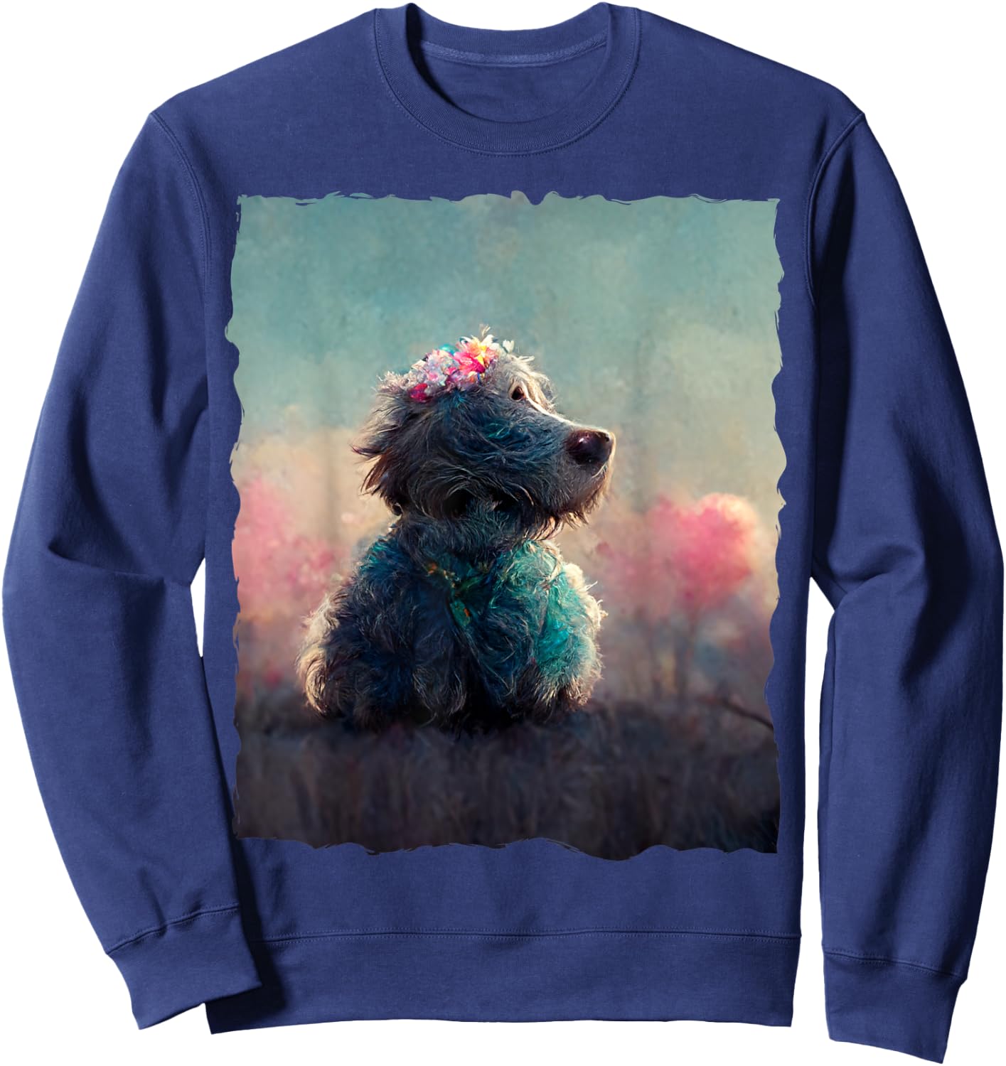Funny Cute Fluffy Dog Sweatshirt - Sweatshirt | Navy