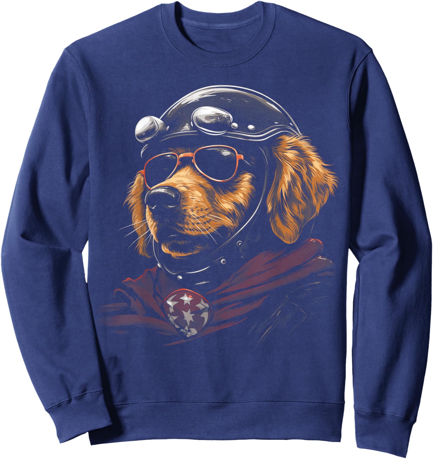 Cool Motorcycle Dad Biker Dog Golden Retriever Dad Rider Sweatshirt - Sweatshirt | Navy