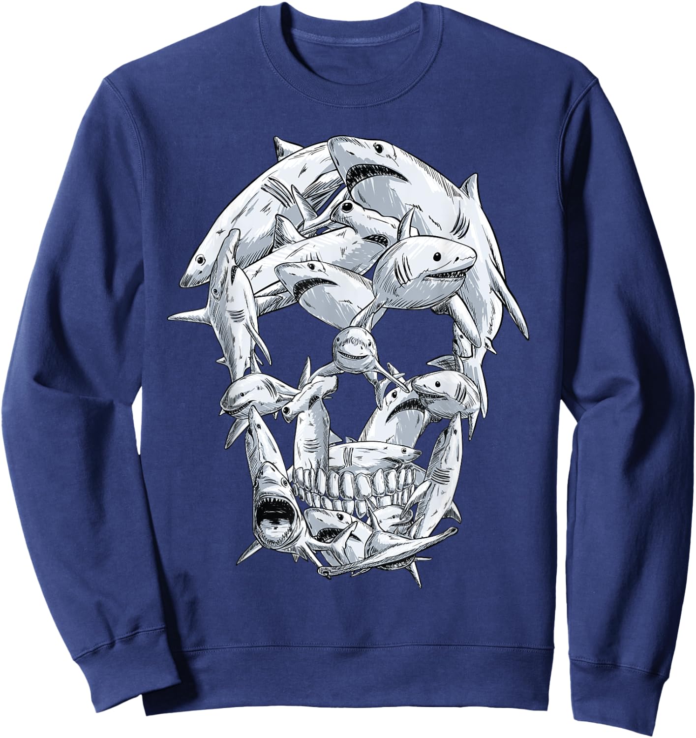 Sharks skull women kids boys girls shark Halloween Sweatshirt - Sweatshirt | Navy