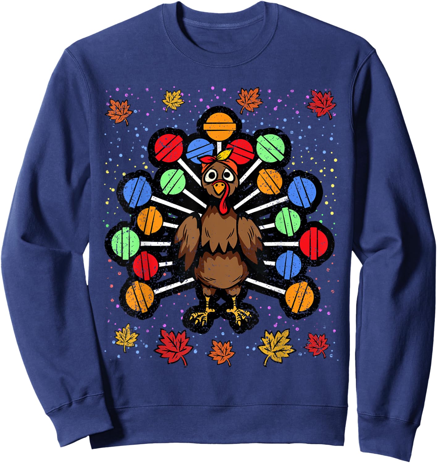 Turkey Lollipop Thanksgiving Day Funny Candy Boys Girls Kids Sweatshirt - Sweatshirt | Navy