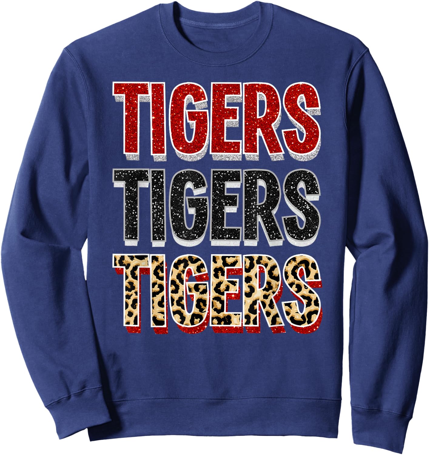 Tigers Repeating School Spirit Red Black Sweatshirt - Sweatshirt | Navy