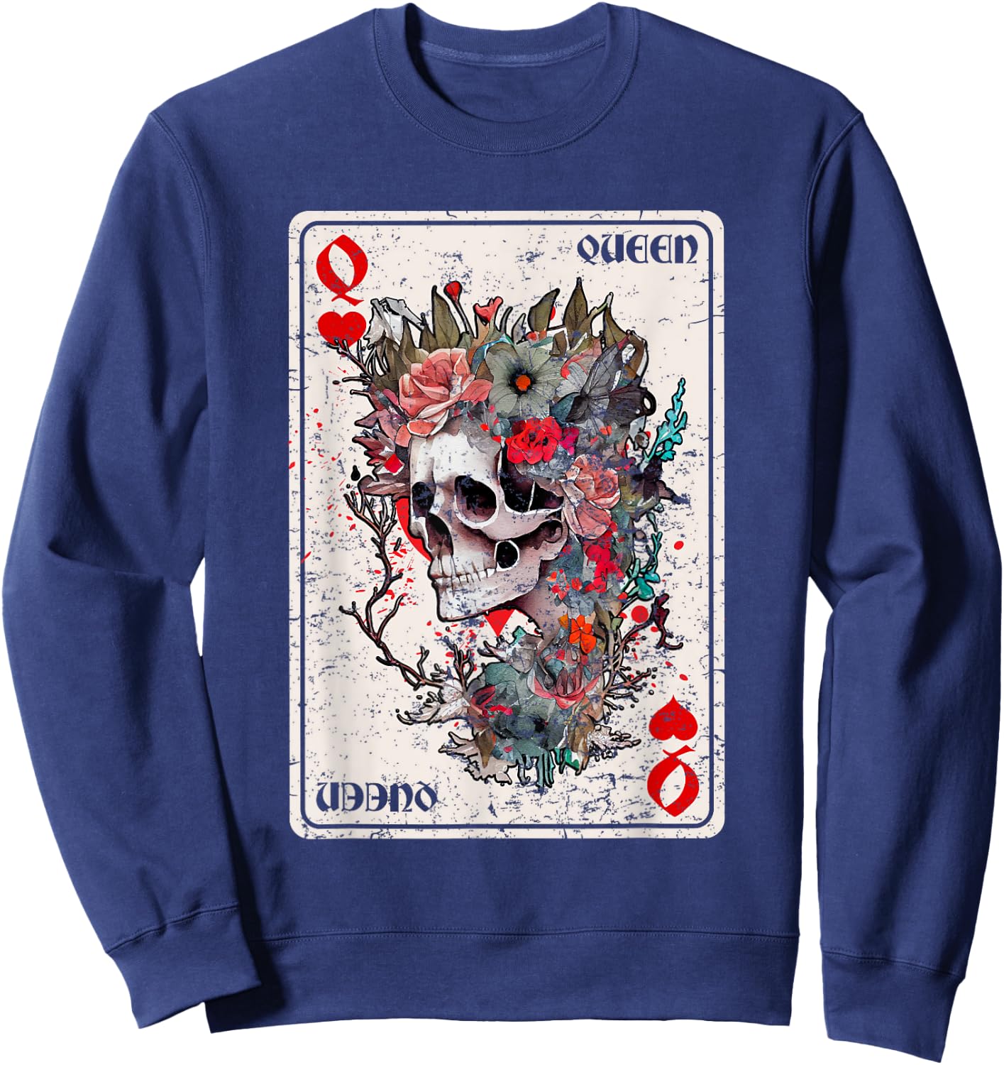 Queen of Hearts Card Game Horror Heart Queen Gothic Sweatshirt - Sweatshirt | Navy