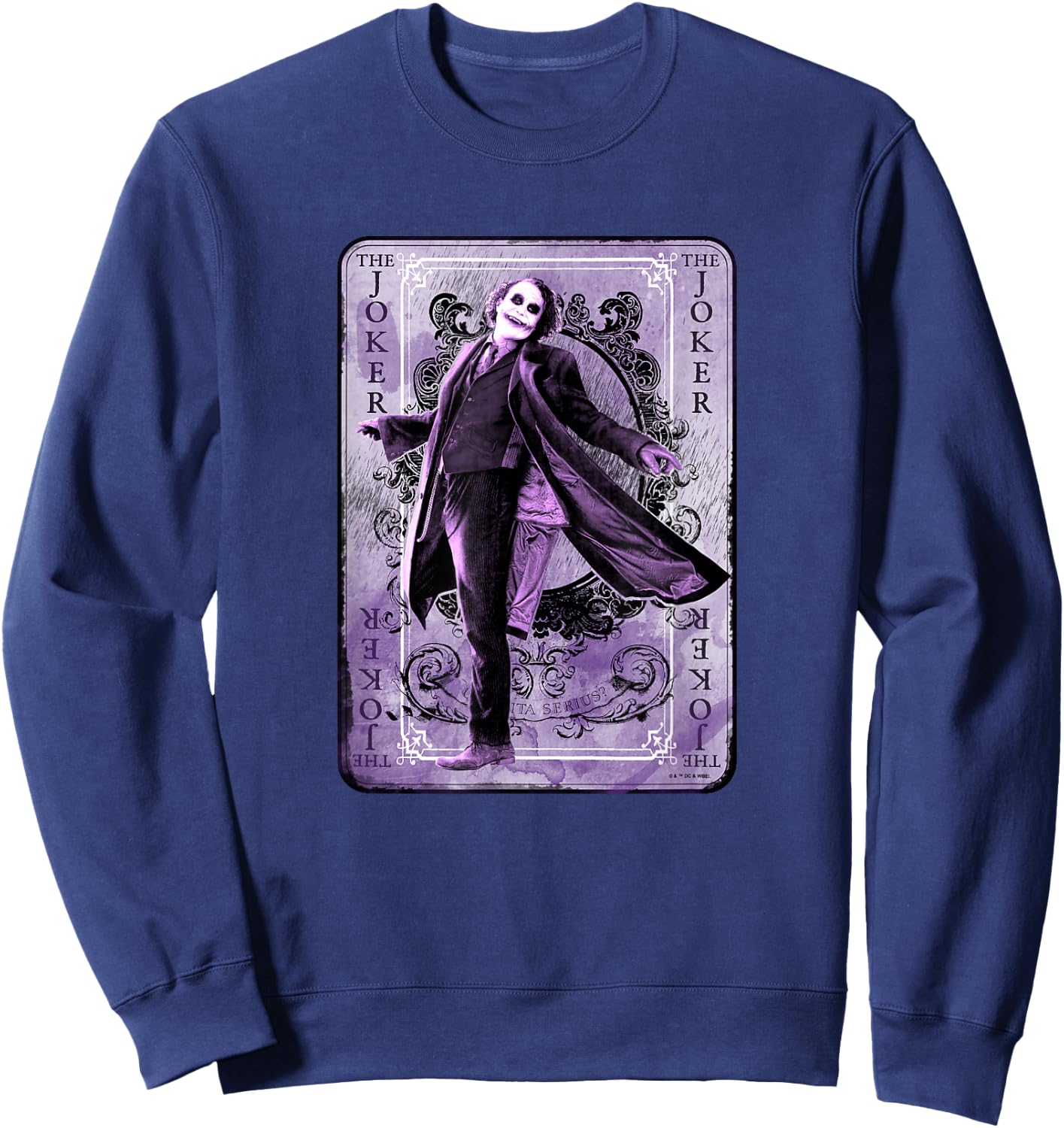 The Dark Knight The Joker Supervillain Playing Card Poster Sweatshirt - Sweatshirt | Navy