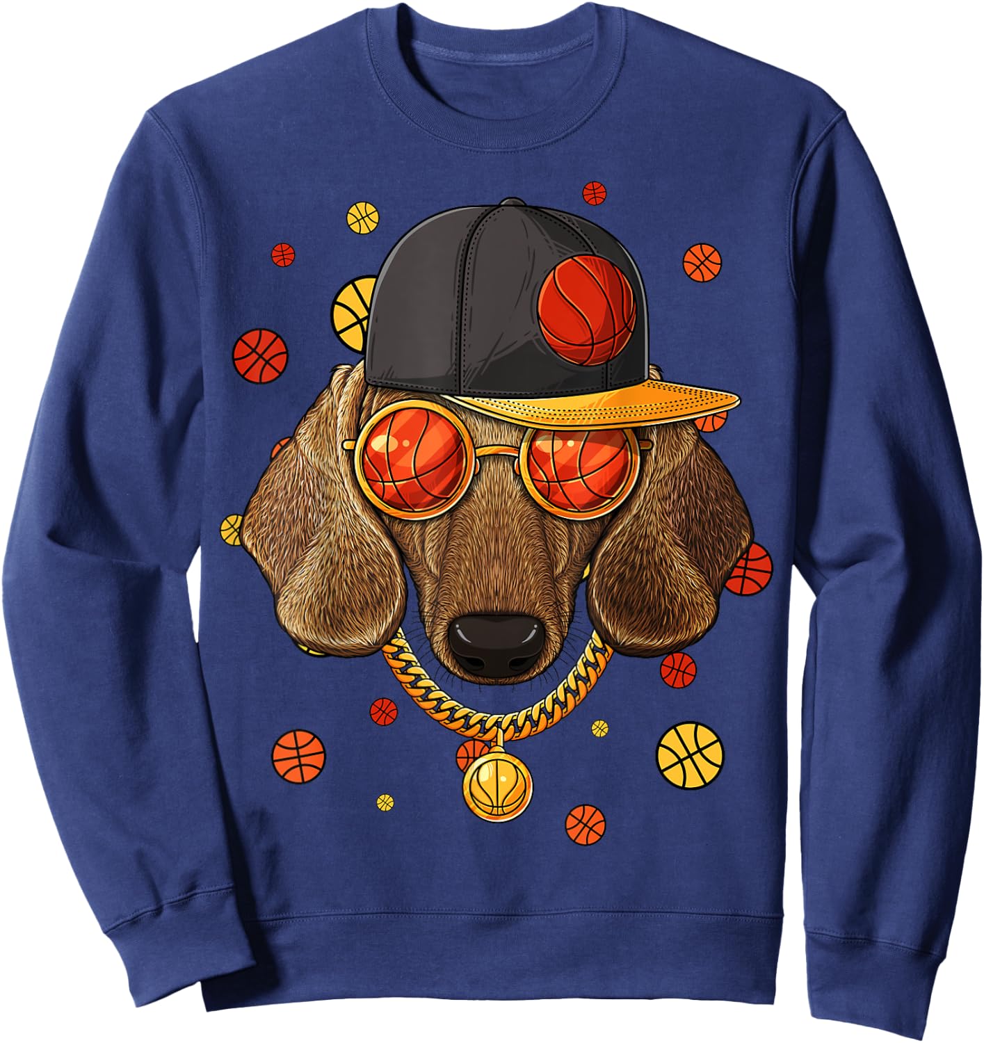 Dachshund Basketball Dog Bball Player Coach Sports Baller Women Girls Kids Sweatshirt - Sweatshirt | Navy