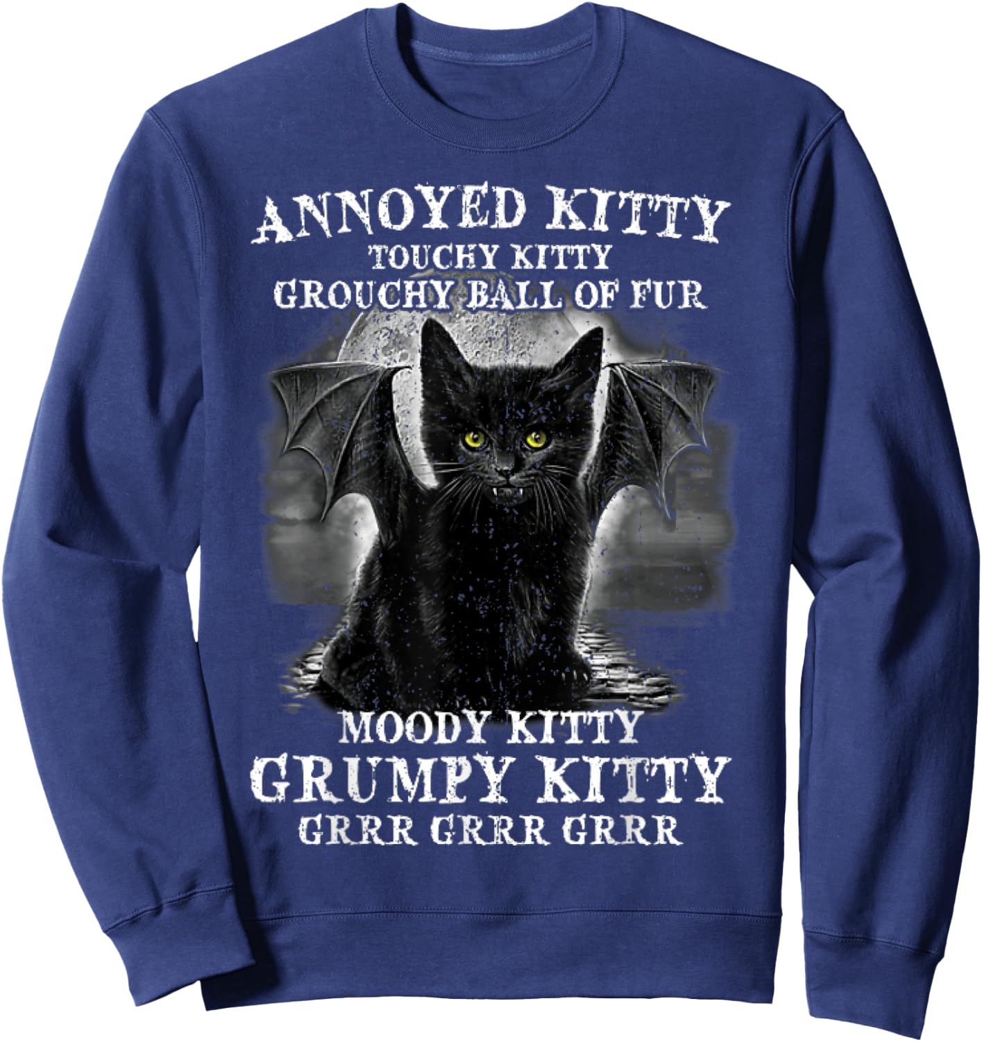 Cat Bat Annoyed Kitty Touchy Kitty Grouchy Ball Of Fur Women Sweatshirt - Sweatshirt | Navy