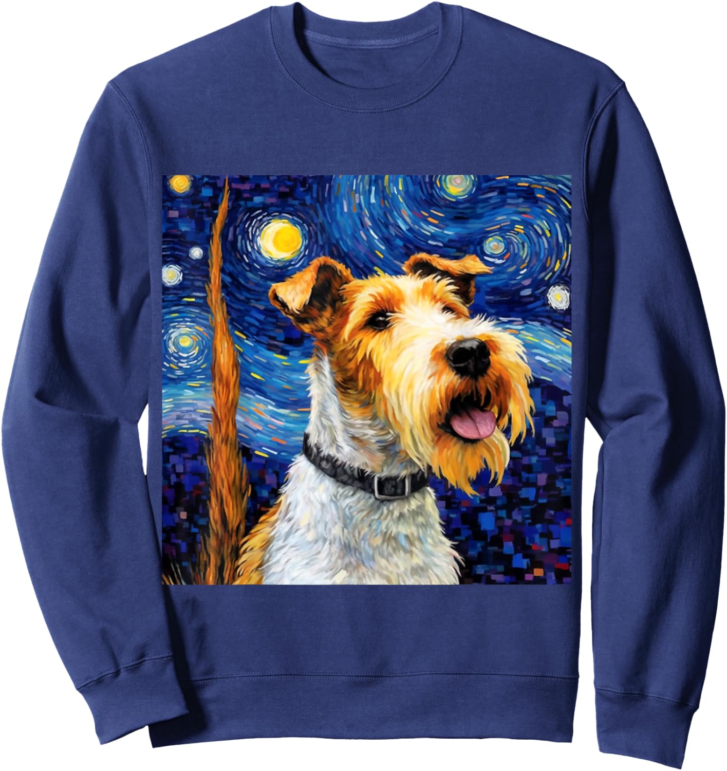 Wire Fox Terrier Starry Night - Wire Fox Terrier Sweatshirt - Sweatshirt | Navy