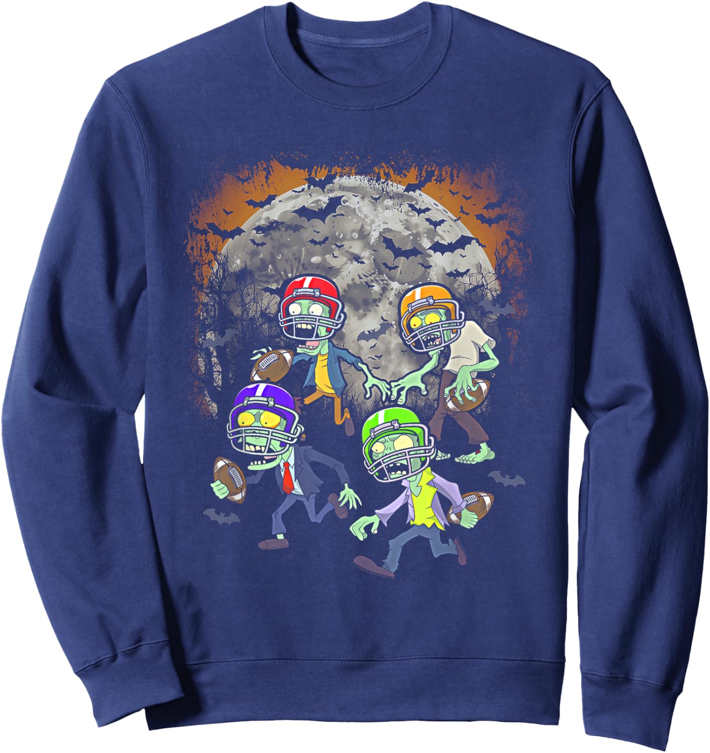 Football Zombie Player Halloween Spooky Football Team Sport Sweatshirt - Sweatshirt | Navy