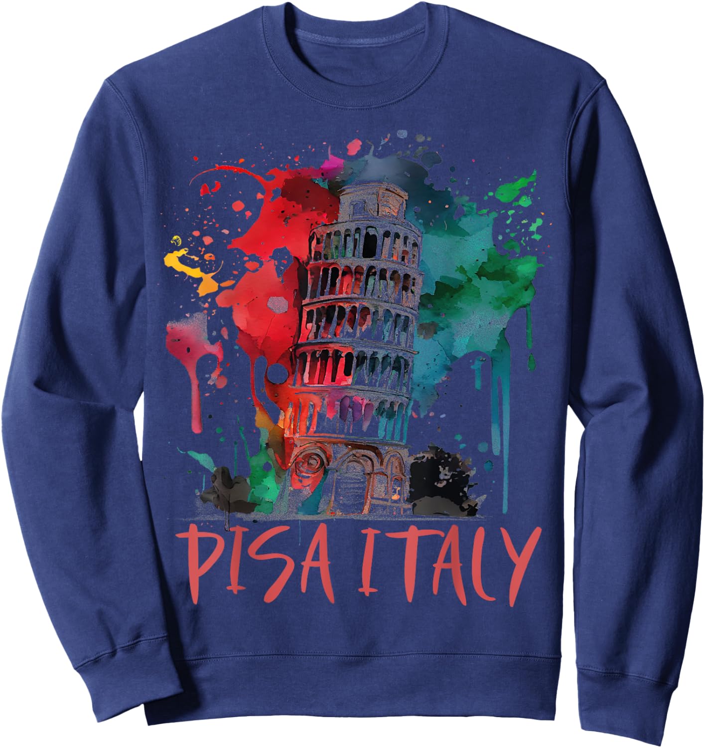 Italy Landmark Pisa Tower Tuscany Leaning Tower of Pisa Sweatshirt - Sweatshirt | Navy