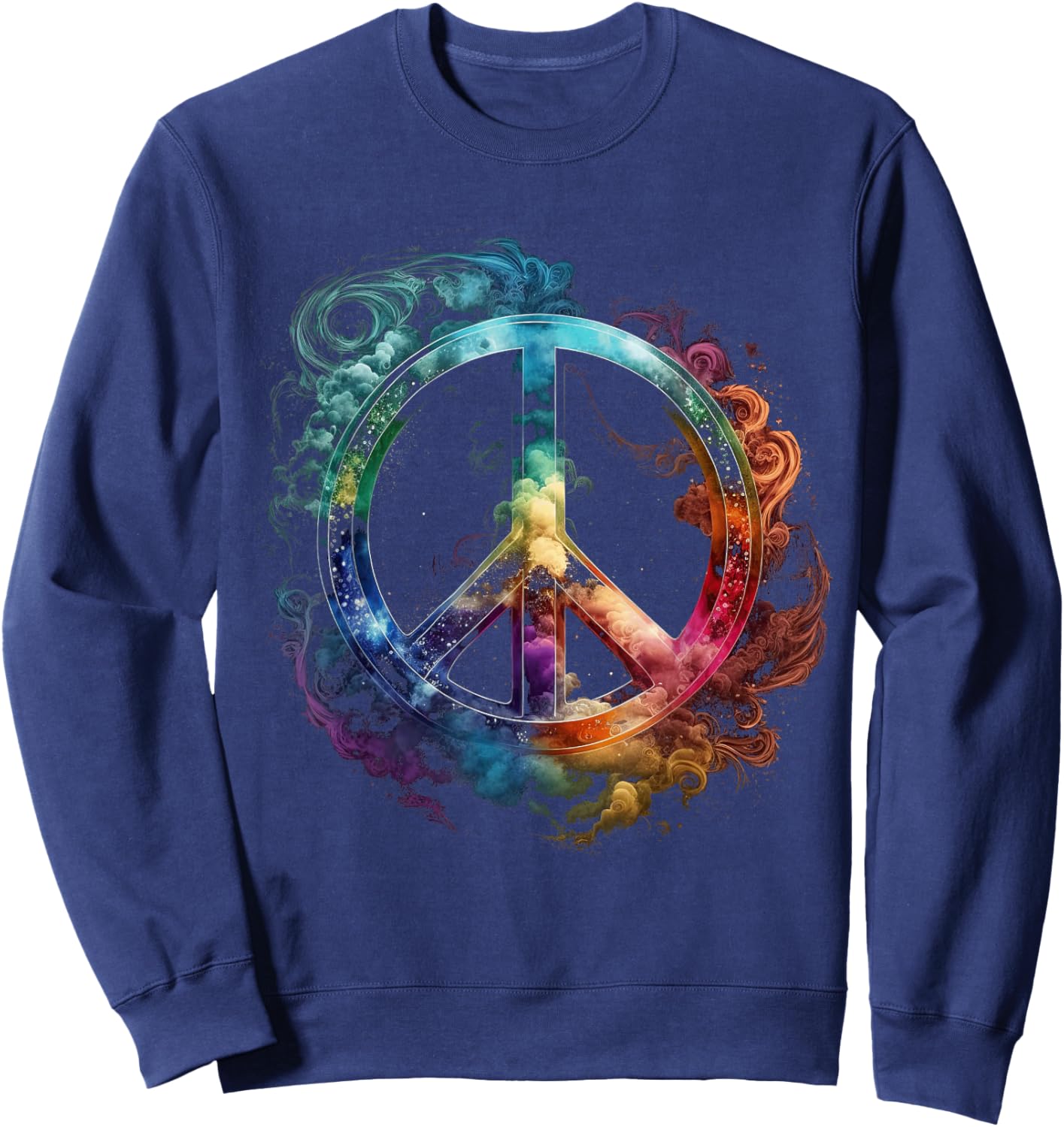 Peace sign of freedom hippie flower child space science Sweatshirt - Sweatshirt | Navy
