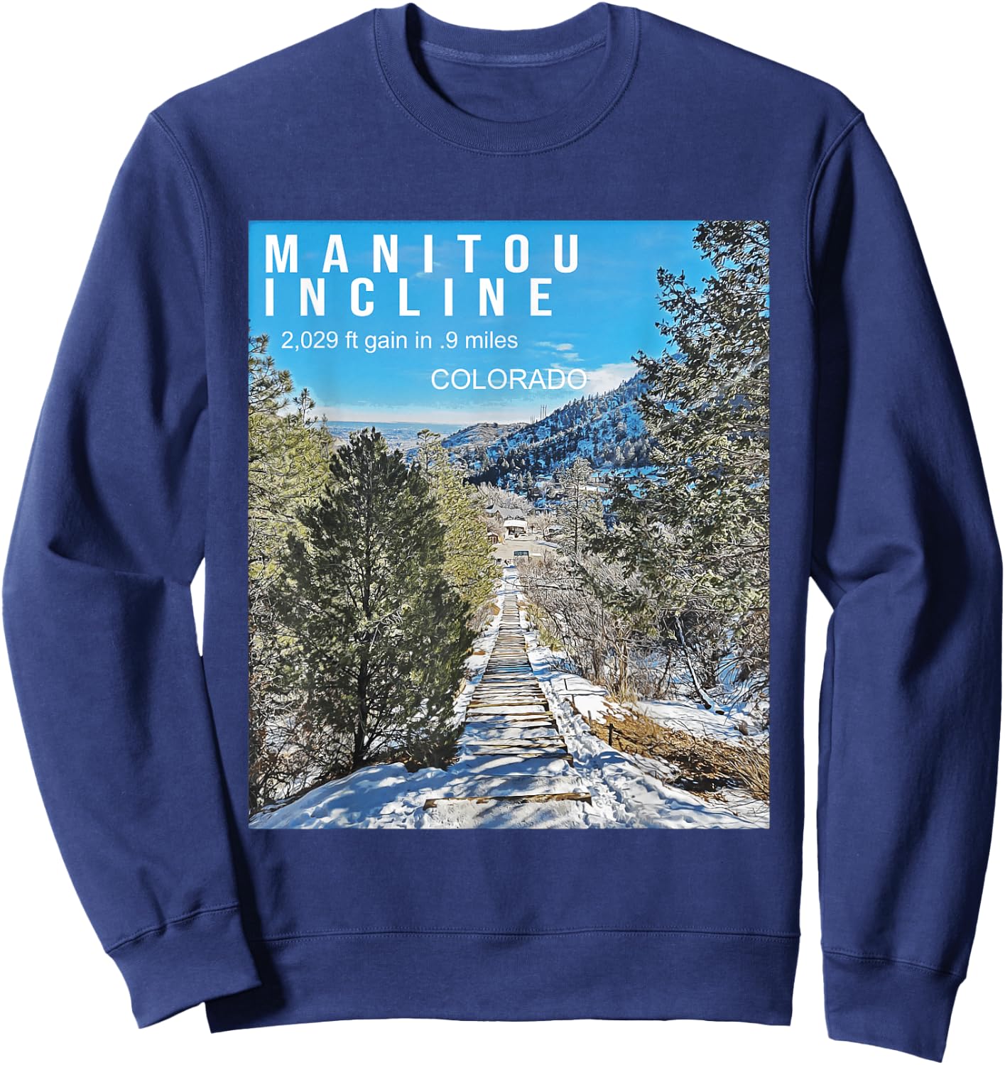 Manitou Springs Incline Gifts for Colorado Hiking Sweatshirt - Sweatshirt | Navy