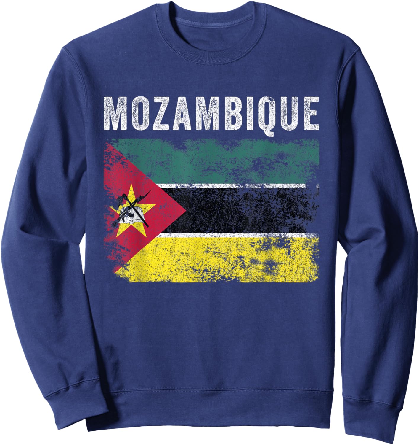 Mozambique Flag Distressed - Men Women - Mozambican Flag Sweatshirt - Sweatshirt | Navy