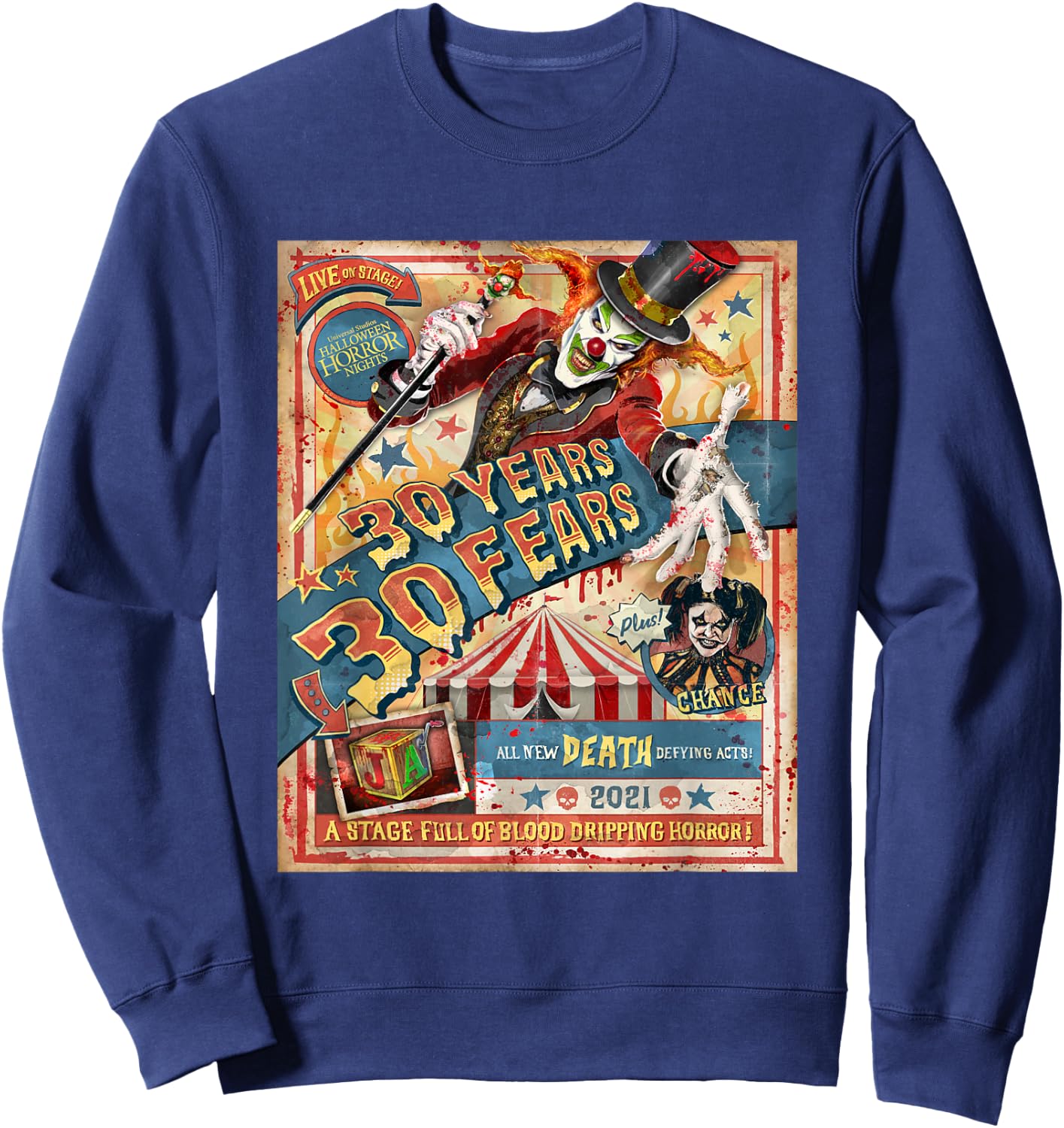 Halloween Horror Nights HHN Jack the Clown Sweatshirt - Sweatshirt | Navy