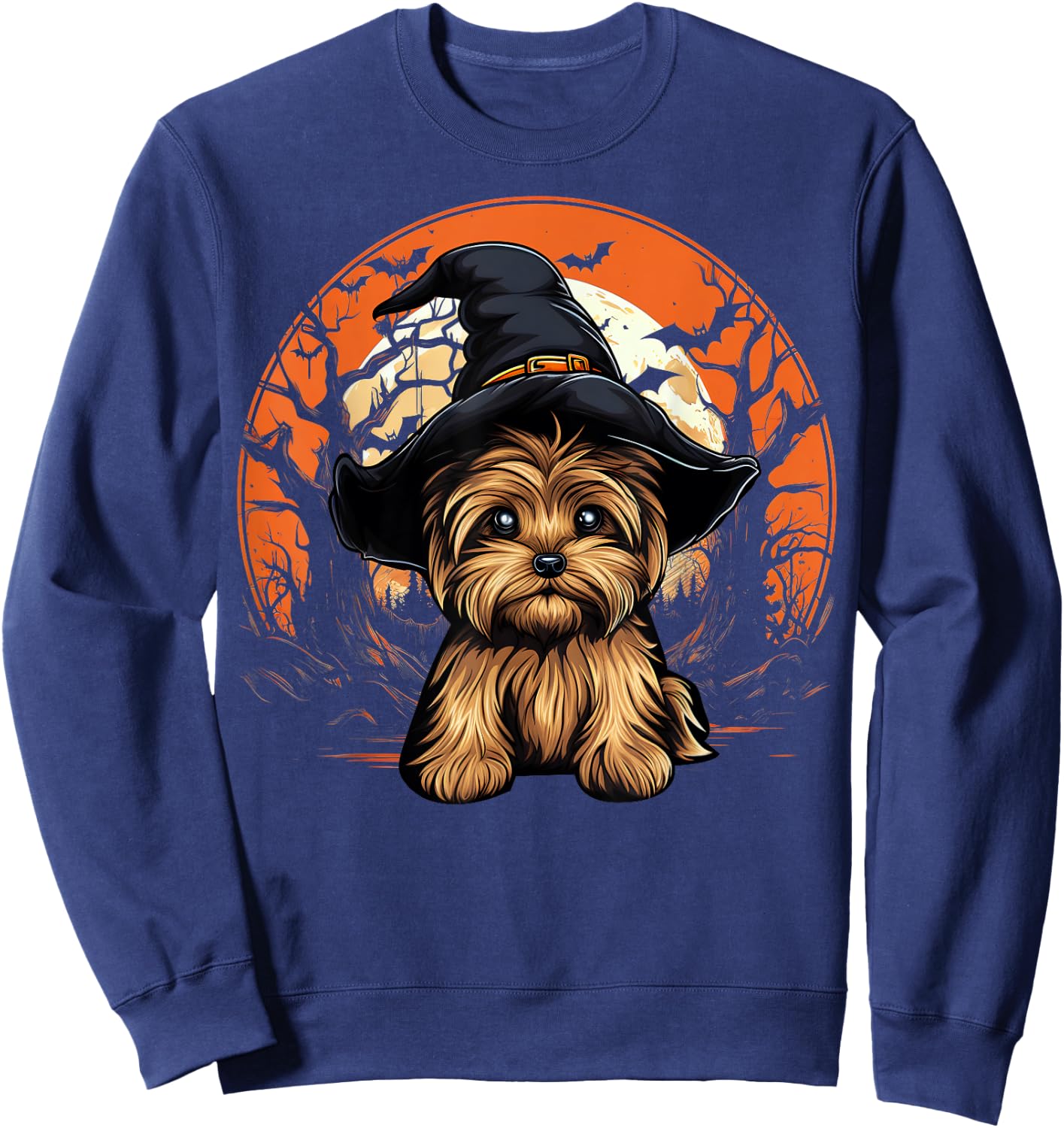 Yorkshire Terrier Dog Lover Halloween Spooky Ghost Costume Sweatshirt - Sweatshirt | Navy