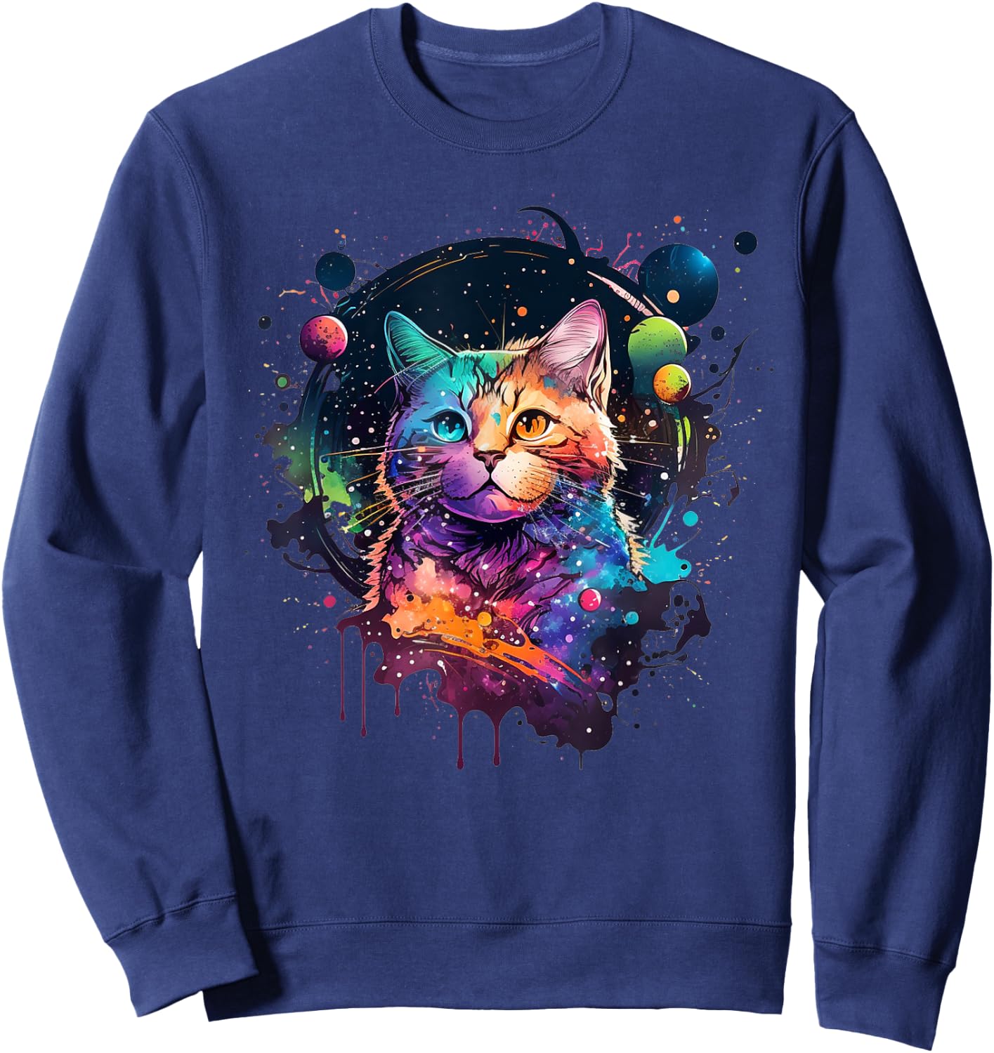 Cat Space Cat Galaxy Kitten Space Kitten Cat Women Kids Sweatshirt - Sweatshirt | Navy