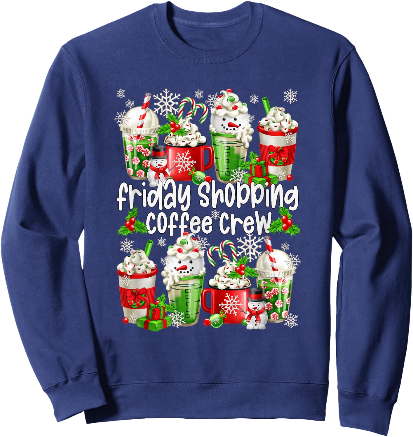 Friday Shopping Crew Black Shopping Family Group Xmas Coffee Sweatshirt - Sweatshirt | Navy