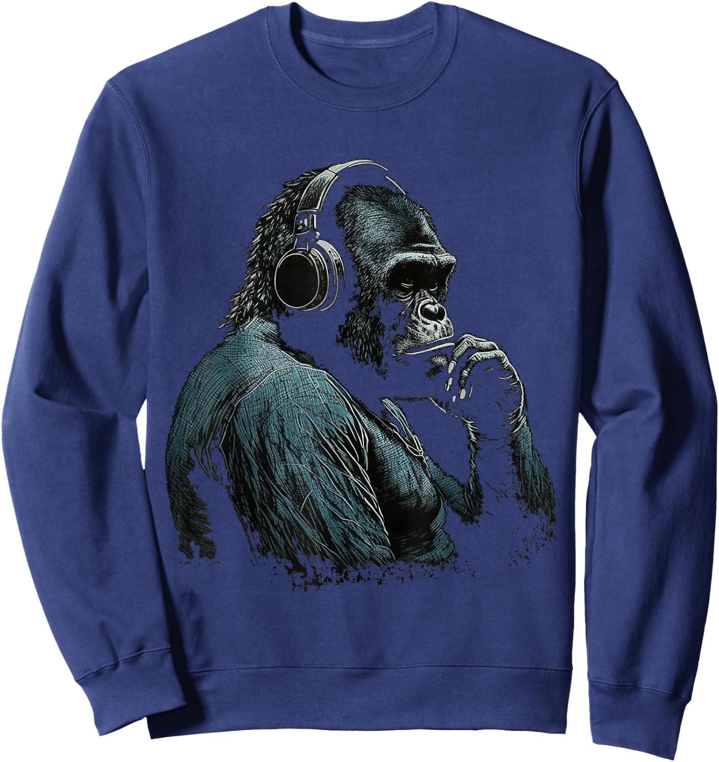 Gorilla Music Artwork Monkey Art Animal Sweatshirt - Sweatshirt | Navy