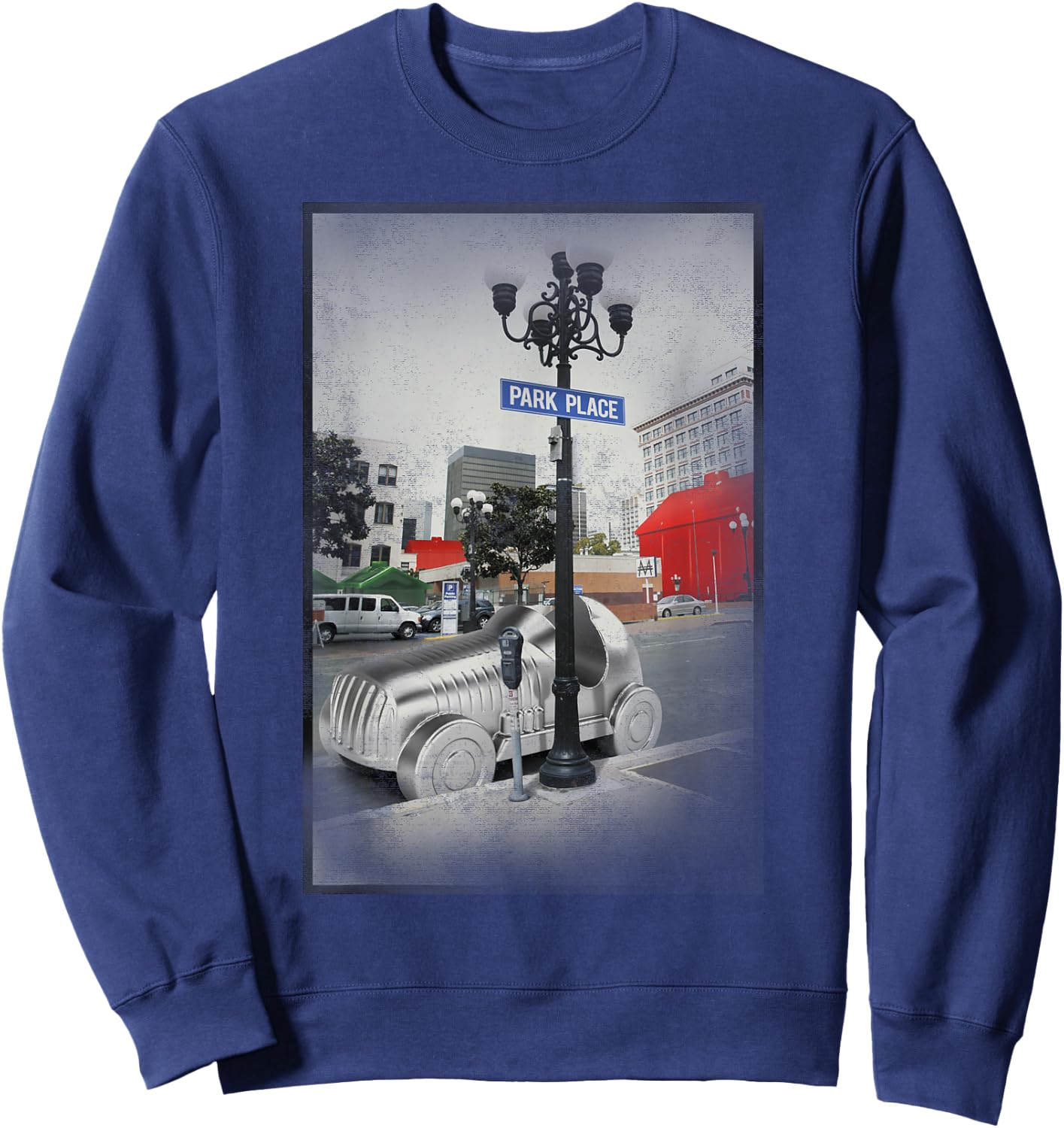 Monopoly Game Piece Car Park Place Vintage Picture Poster Sweatshirt - Sweatshirt | Navy