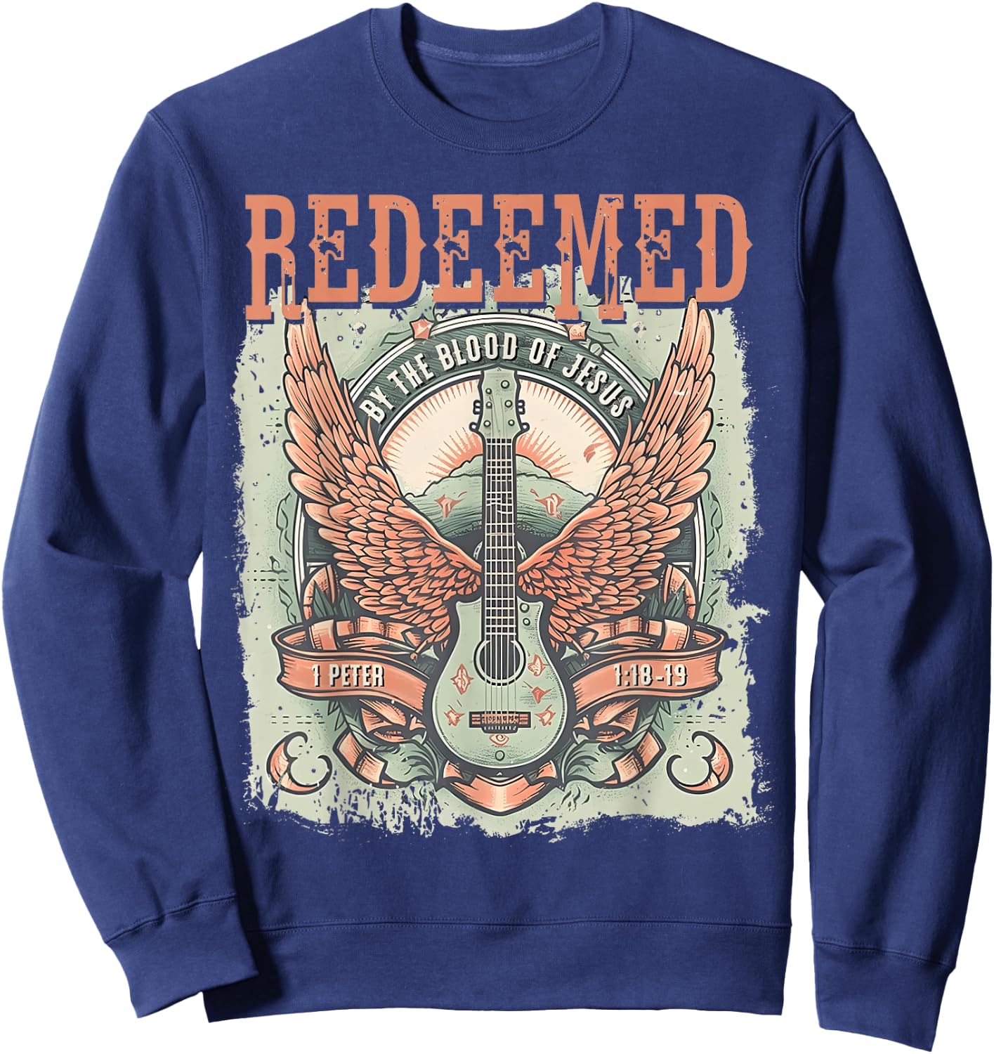 Redeemed by The Blood of Jesus Sweatshirt - Sweatshirt | Navy